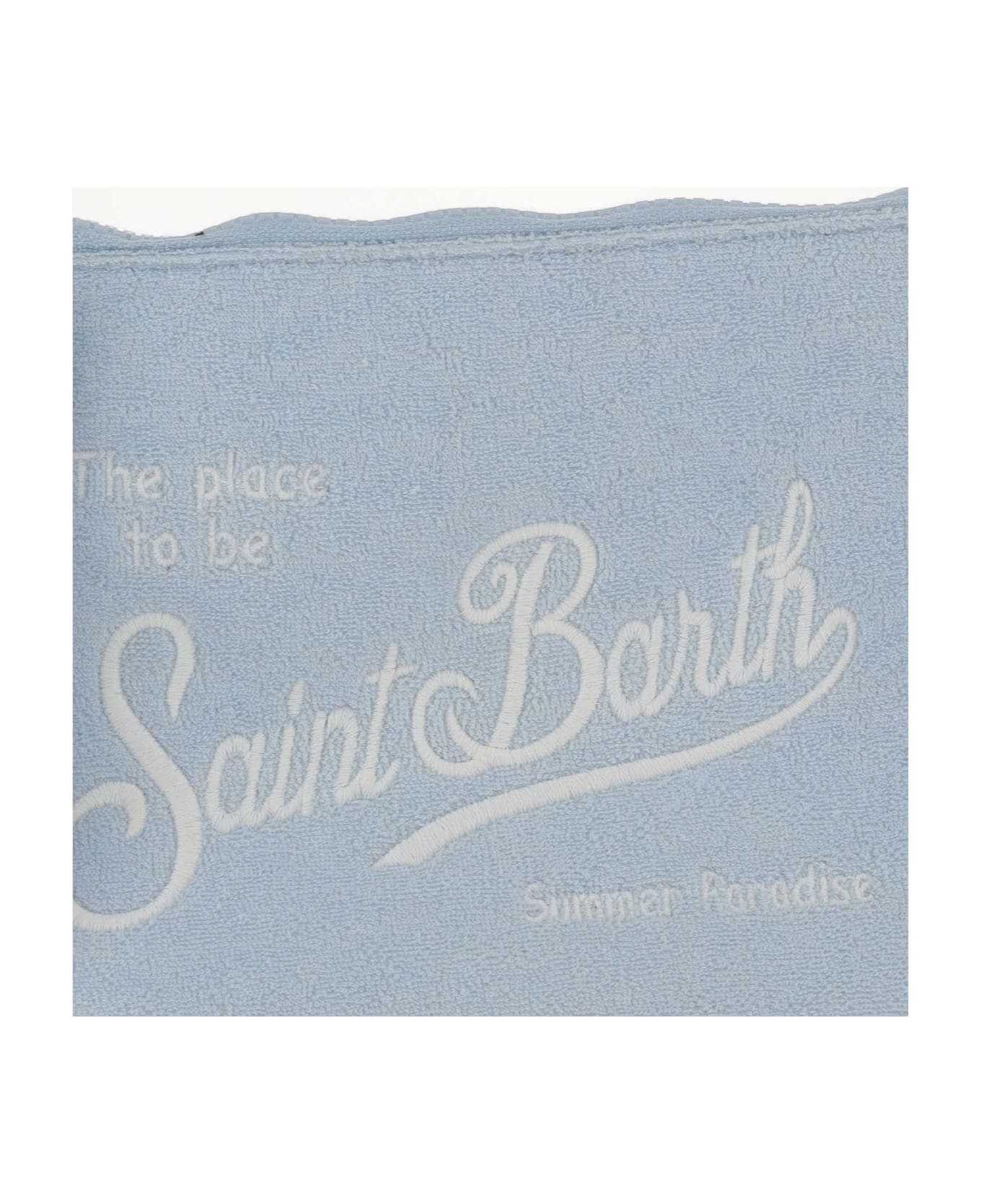MC2 Saint Barth Fabric Clutch Bag With Logo - Clear Blue クラッチバッグ