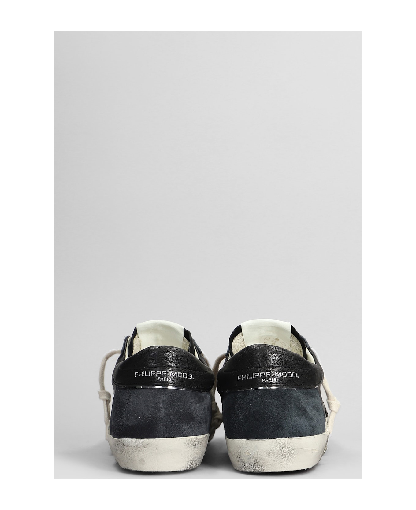 Philippe Model Prsx Low Sneakers In Black Suede And Leather - black
