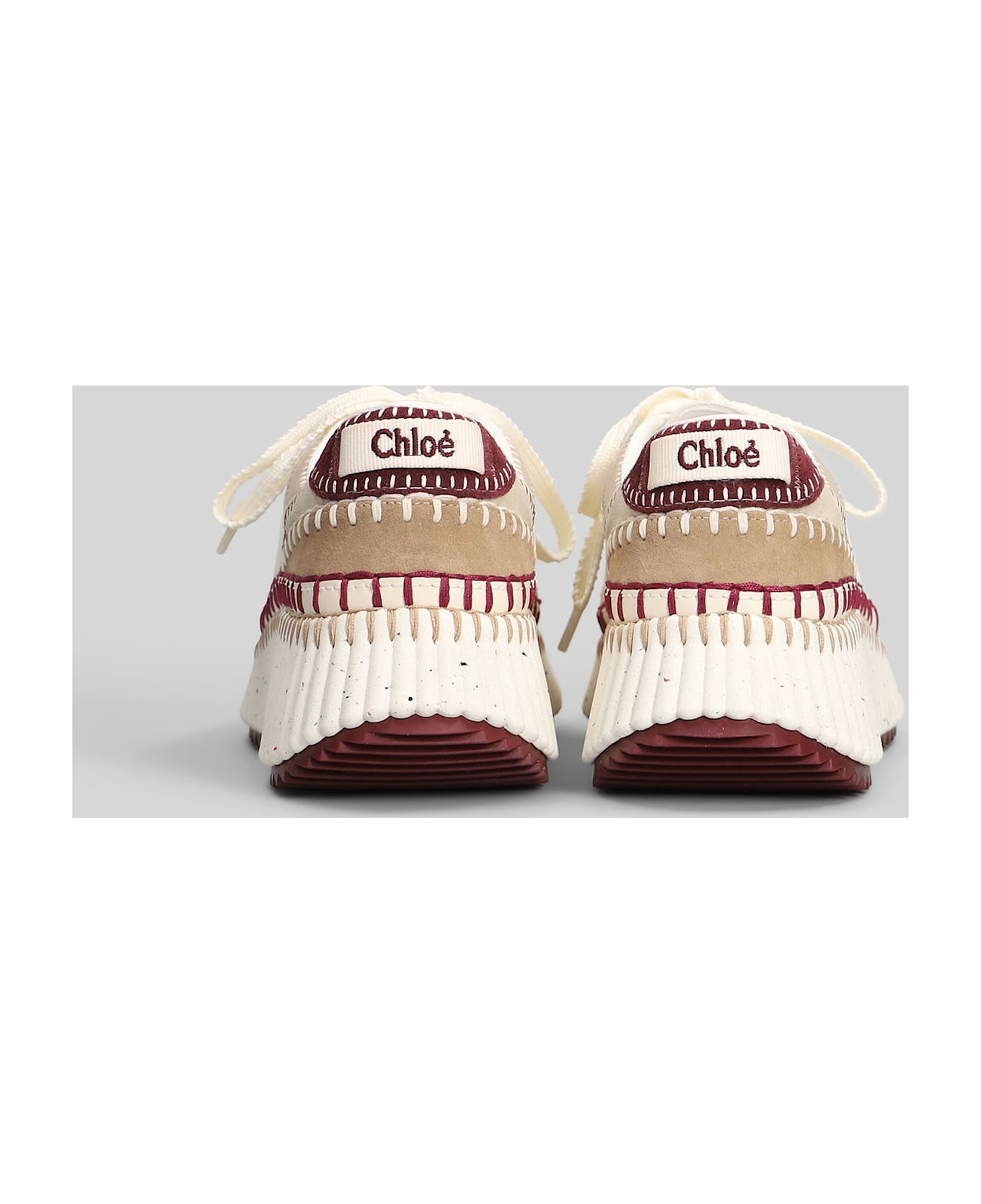 Chloé Nama Sneakers In Beige Suede And Leather - beige