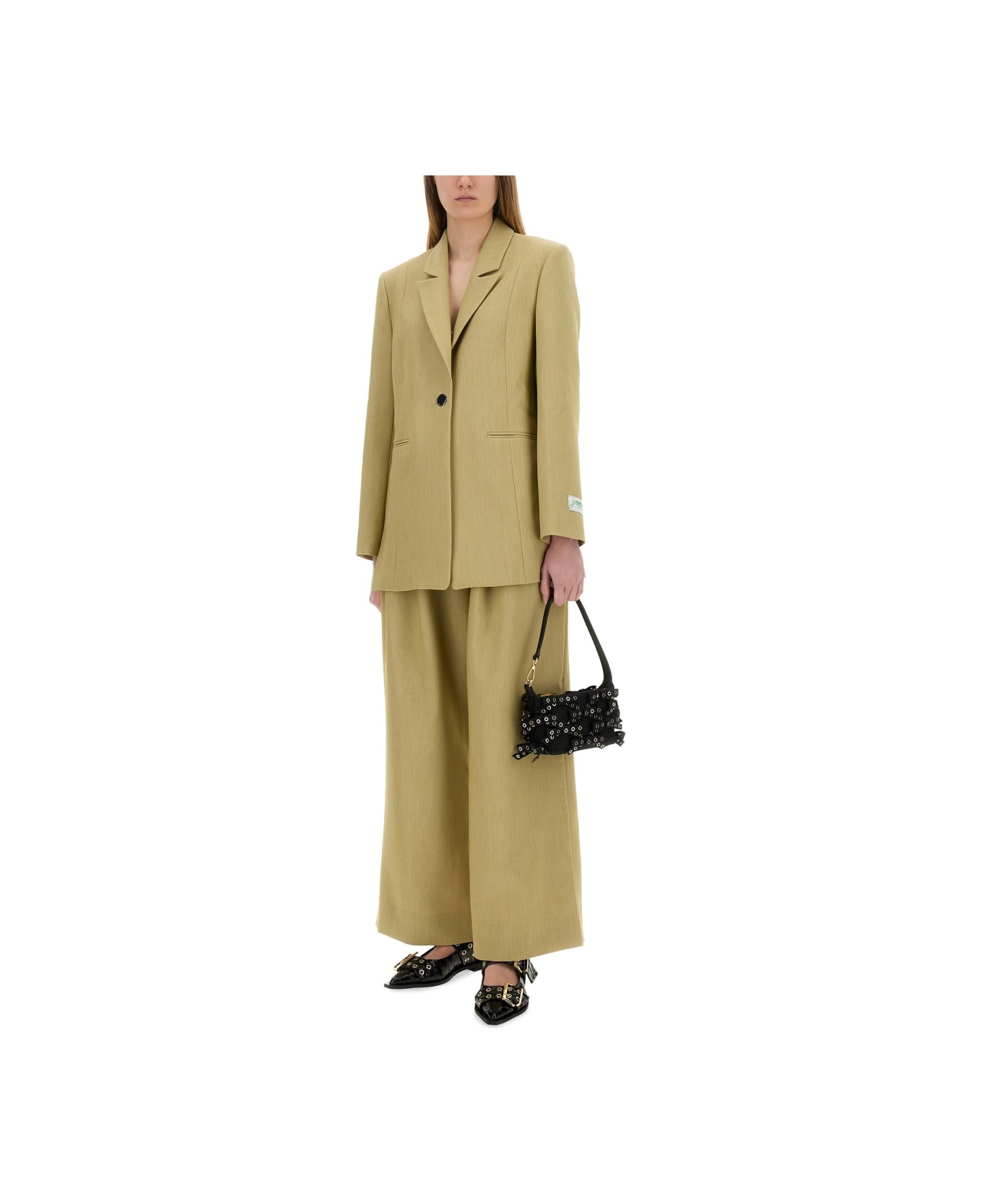 Ganni Twill Suit Pants - BEIGE