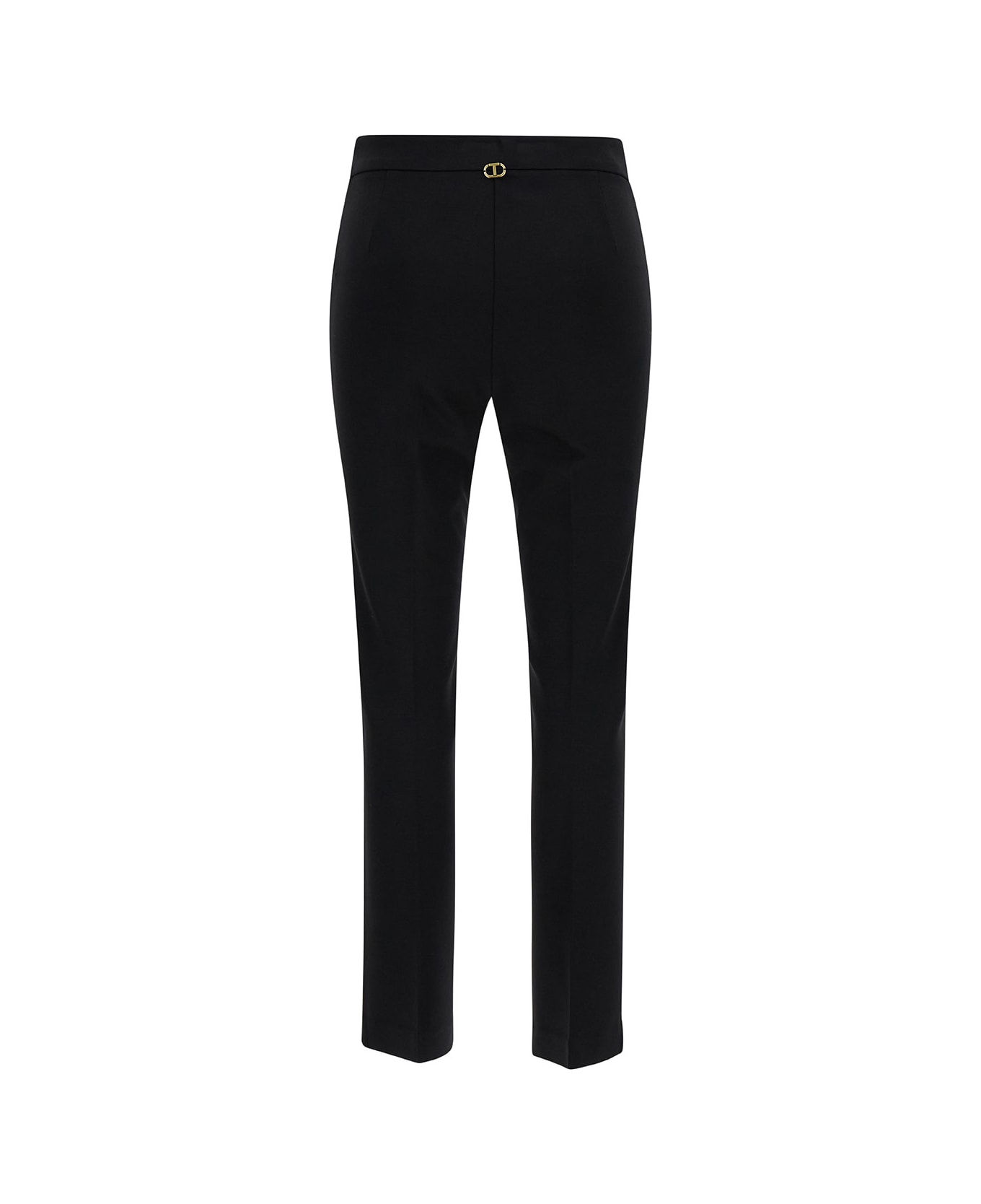 TwinSet Black Flare Pants With Oval T Buckle In Viscose Blend Woman - Black