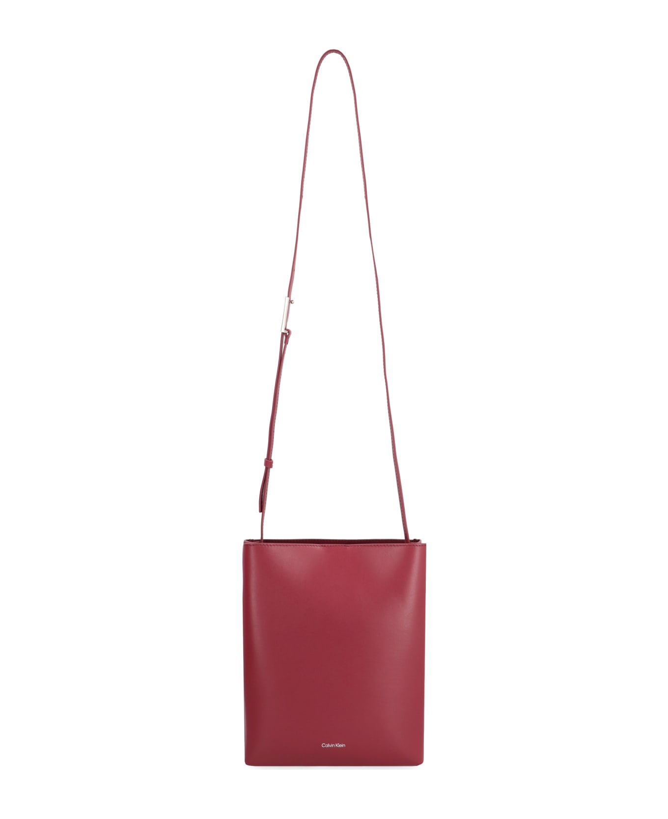 Calvin Klein Leather Crossbody Bag - Burgundy