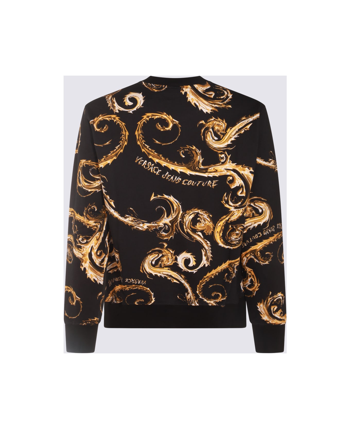 Versace Jeans Couture Black And Gold Cotton Sweatshirt - Black
