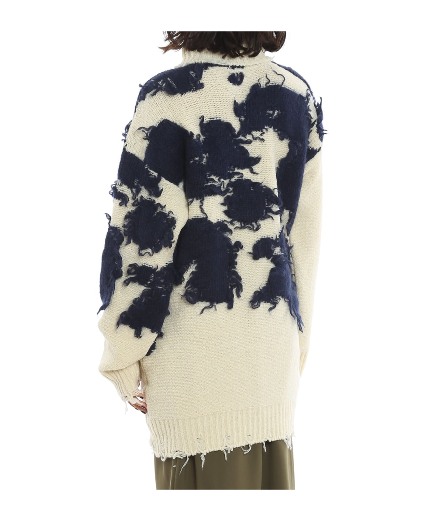 Off-White Wool And Silk Pullover - White