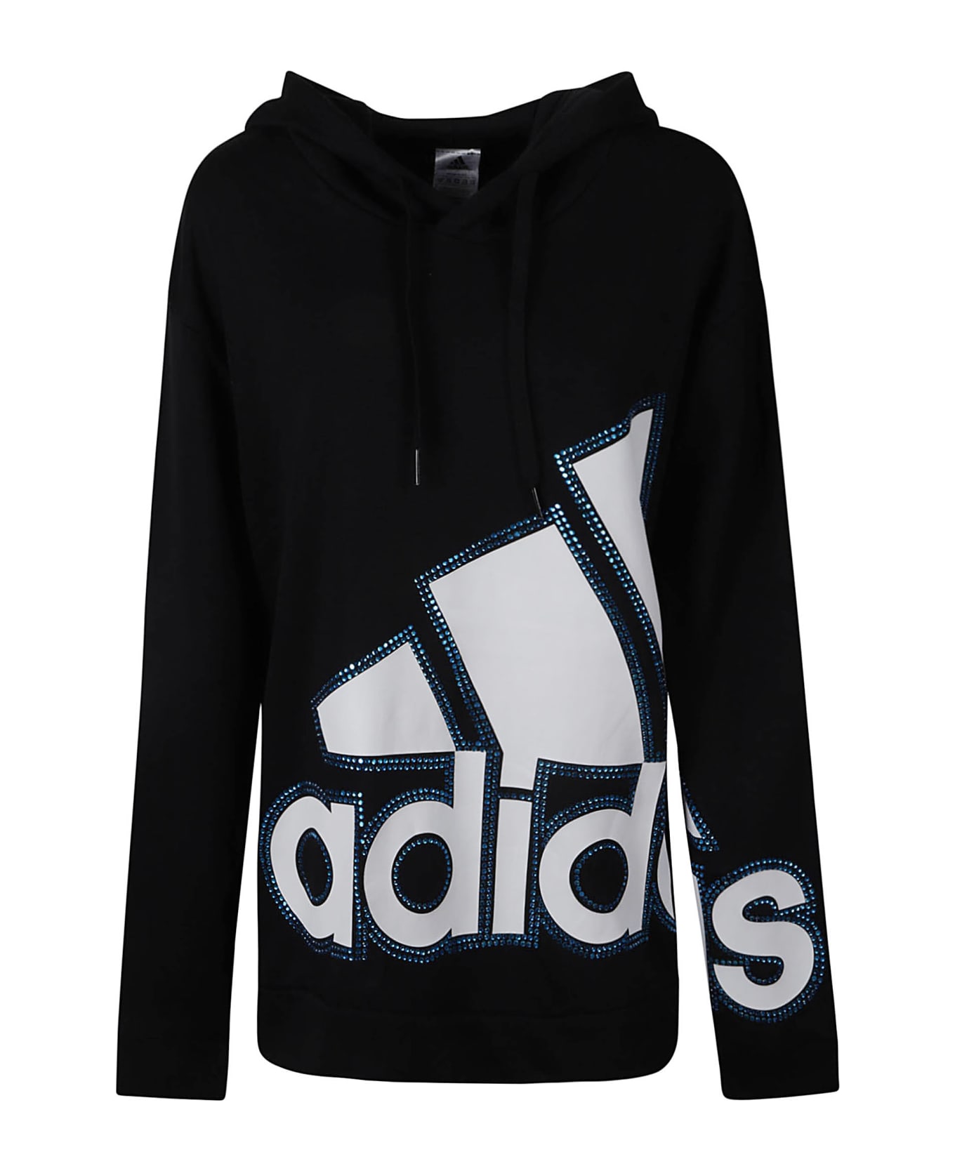 Adidas Logo Embellished Hoodie - Black/Azure