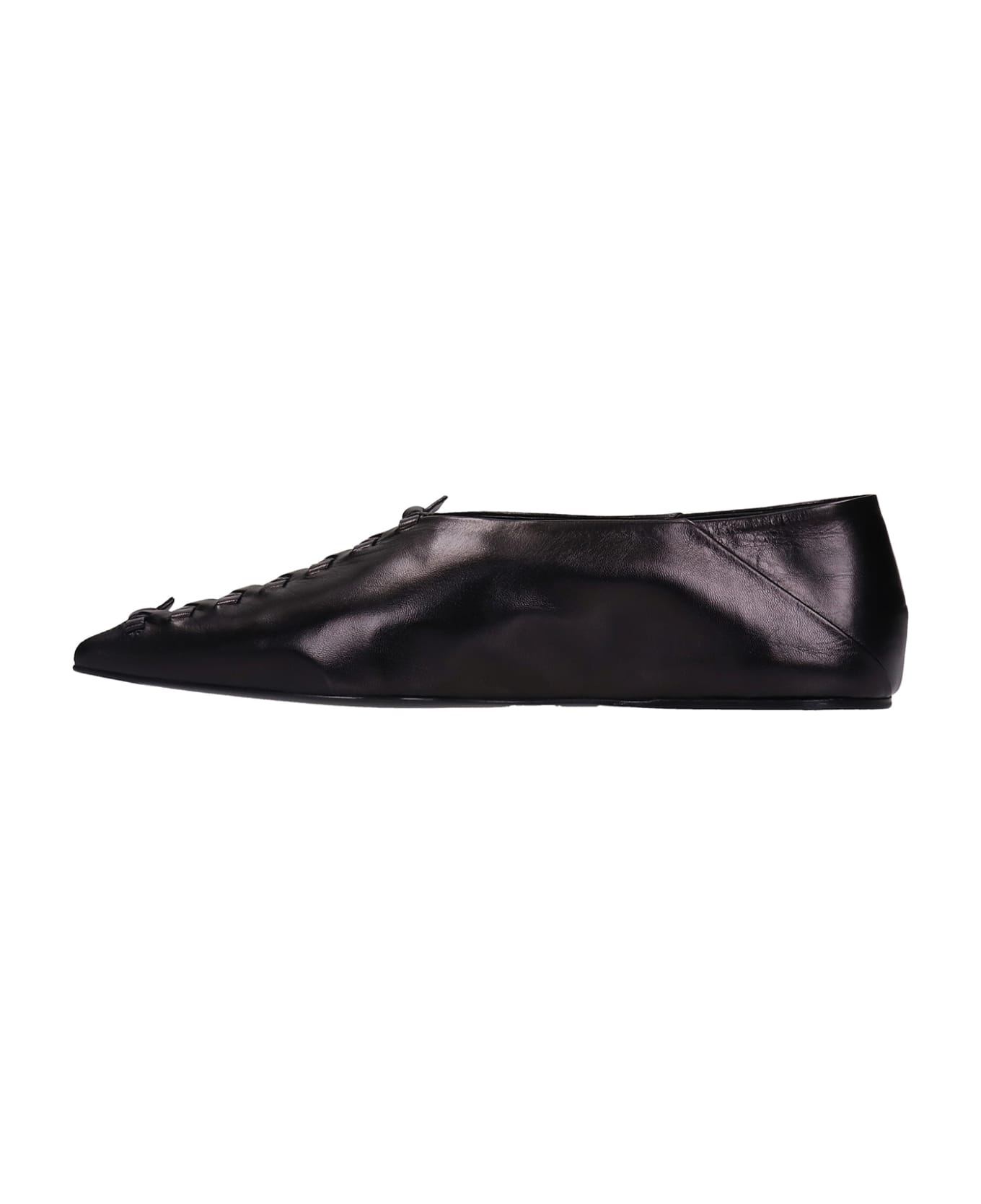 Jil Sander Ballet Flats In Black Leather - black