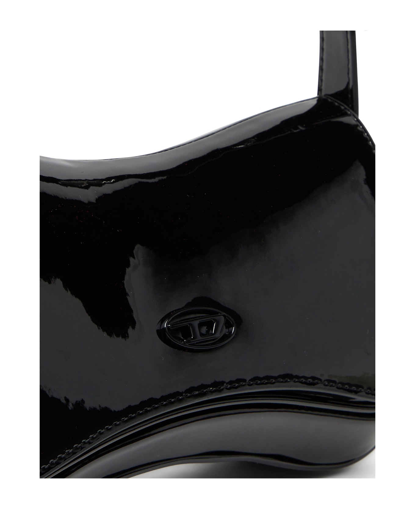 Diesel Play Clutch Patent Fabric Shoulder Bag - Black
