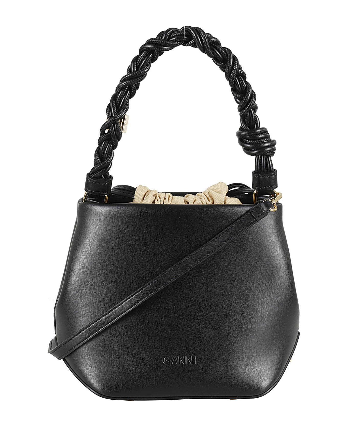 Ganni Black Leather Satchel - Black