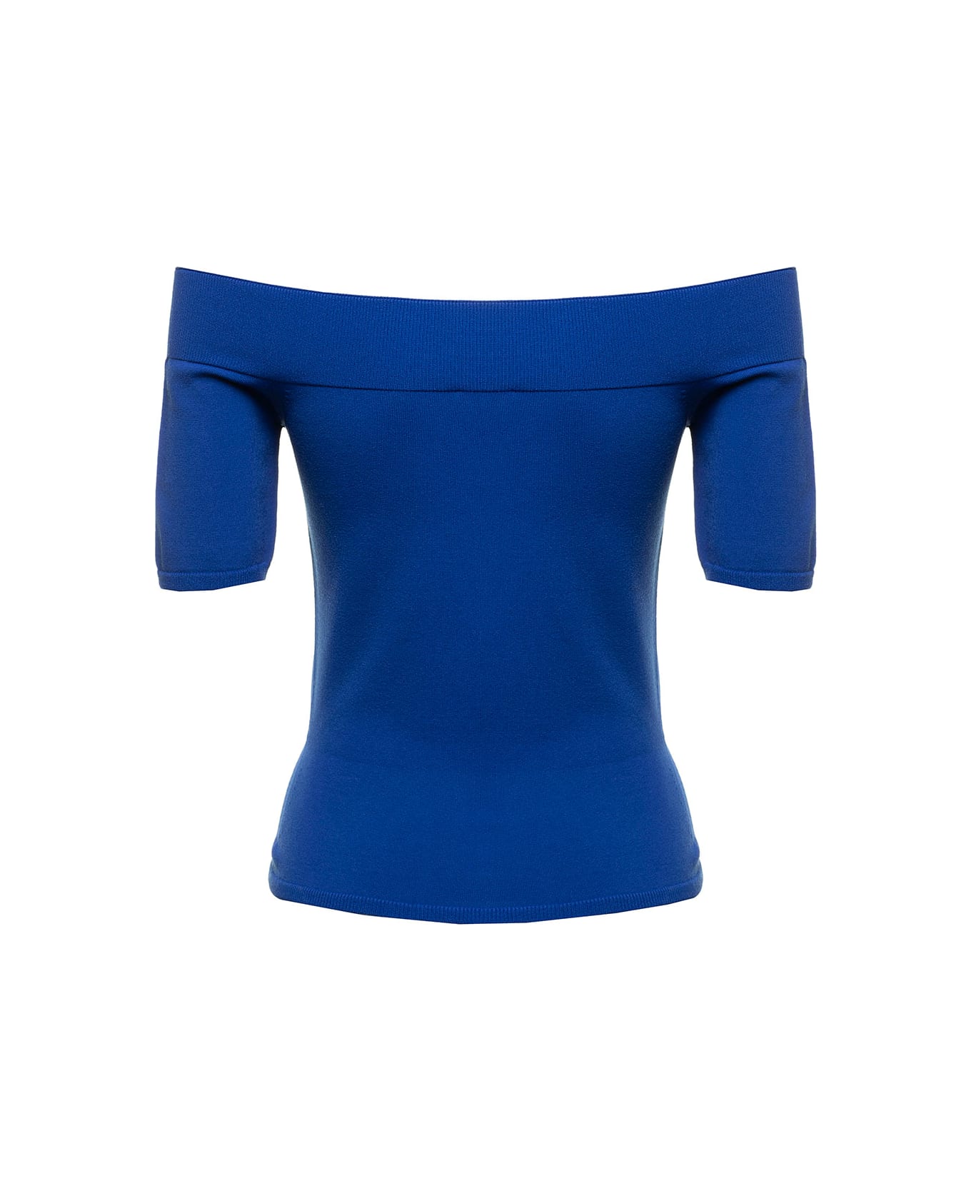 Alexander McQueen Blue Stretch Viscose Off Shoulders Top Alexander Mcqueen Woman - Blu