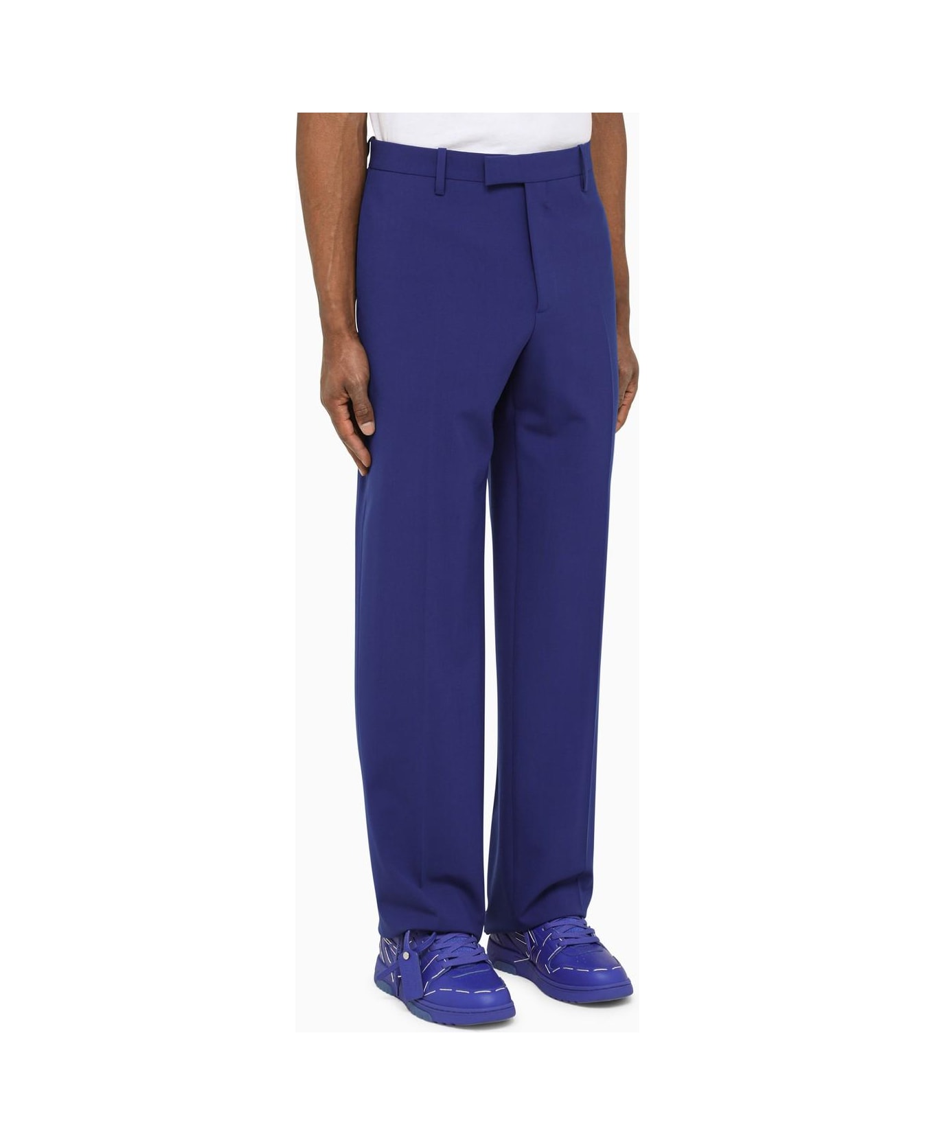 Off-White Blue Tailored Trousers - NAVY