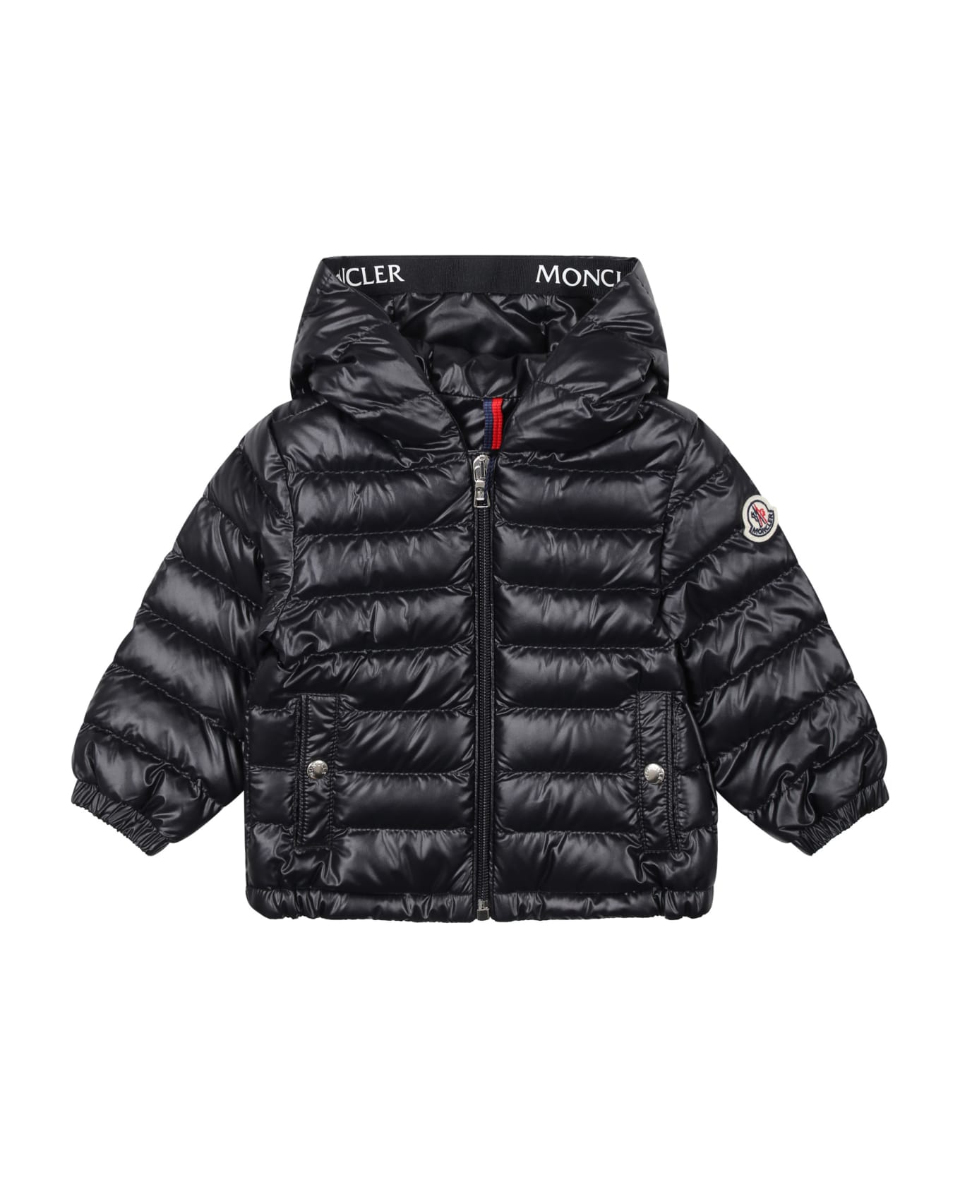 Moncler Sesen Blue Down Jacket With Hood For Baby Boy - Blue