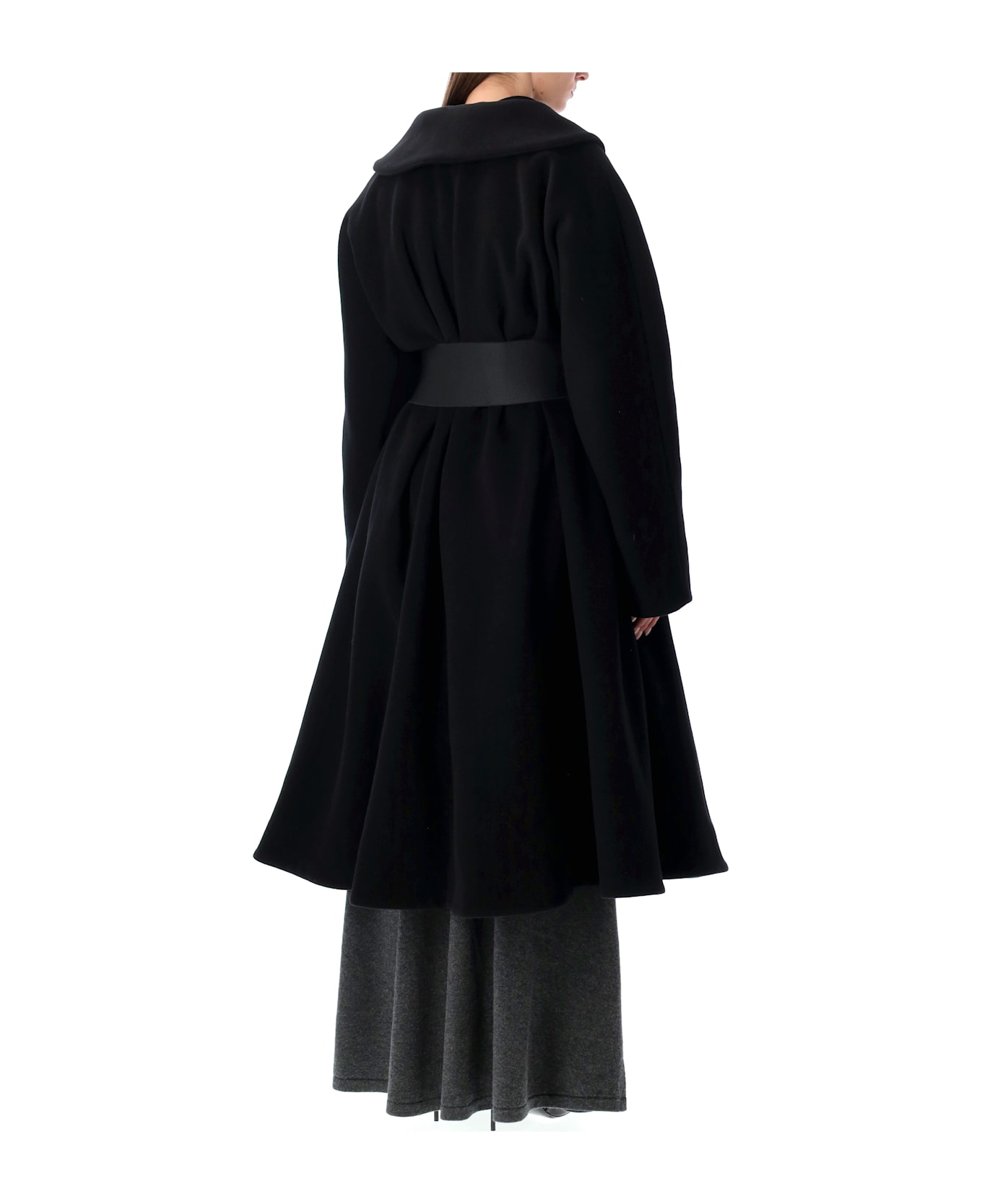 Balenciaga Black Wool Wrap Coat - BLACK