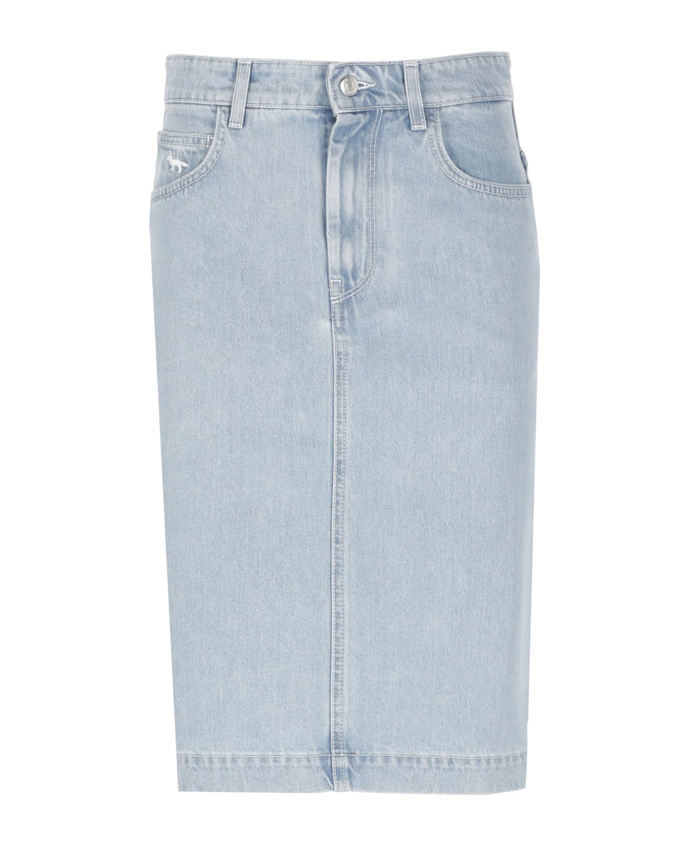 Maison Kitsuné Straight Denim Skirt - Light Blue