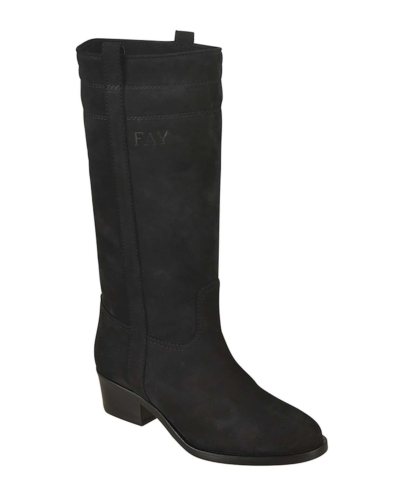 Fay Logo High Boots - Black