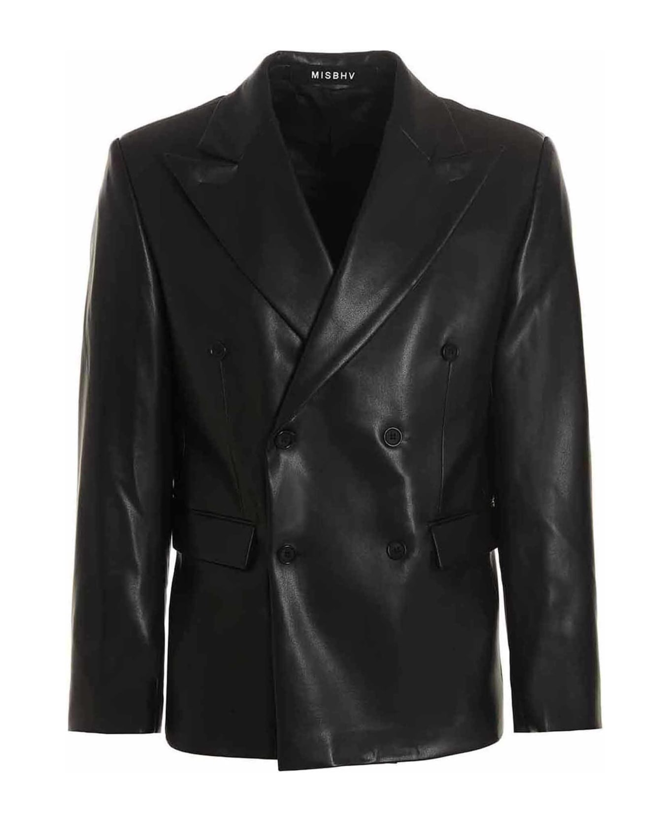MISBHV Vegan Leather Blazer Jacket - Black  