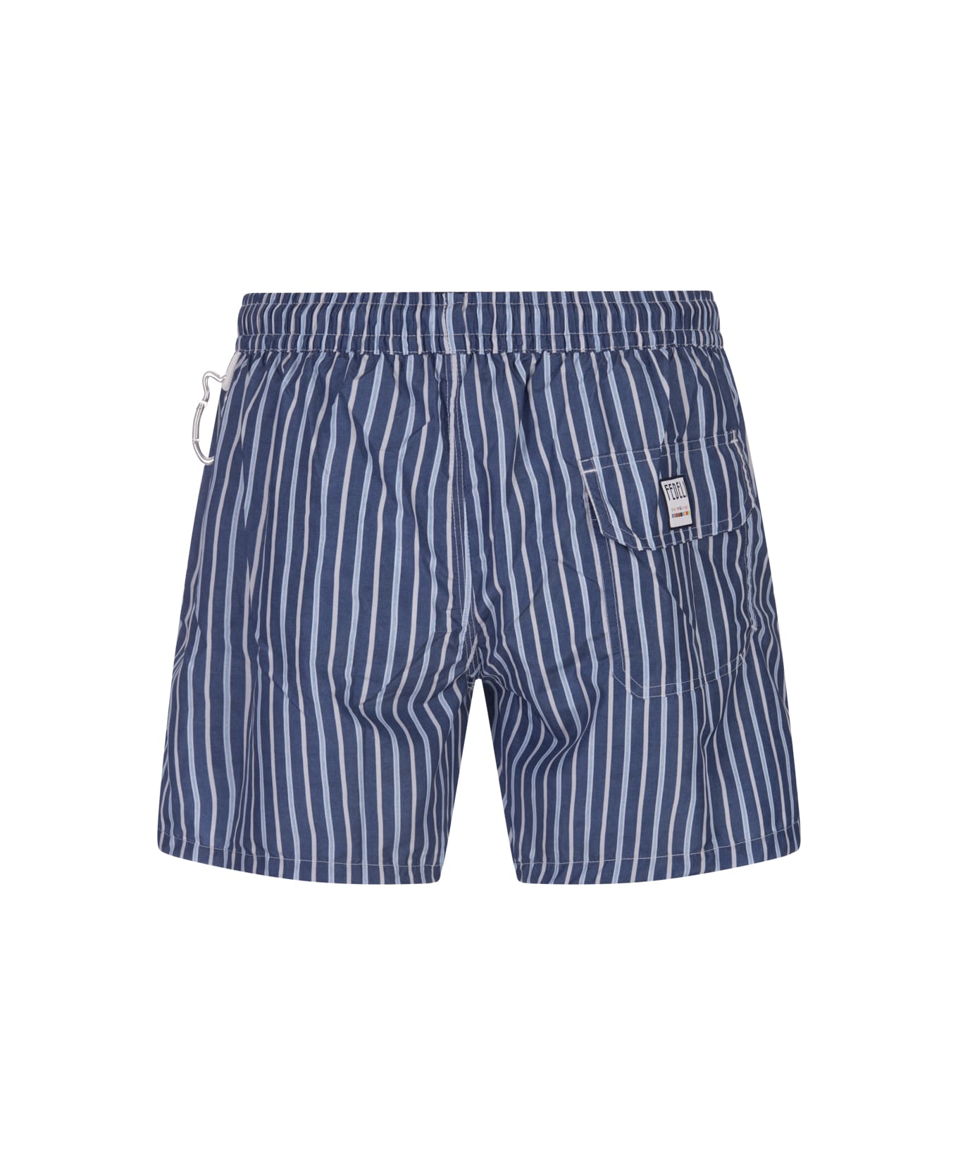 Fedeli Dark Blue Striped Swim Shorts - Blue