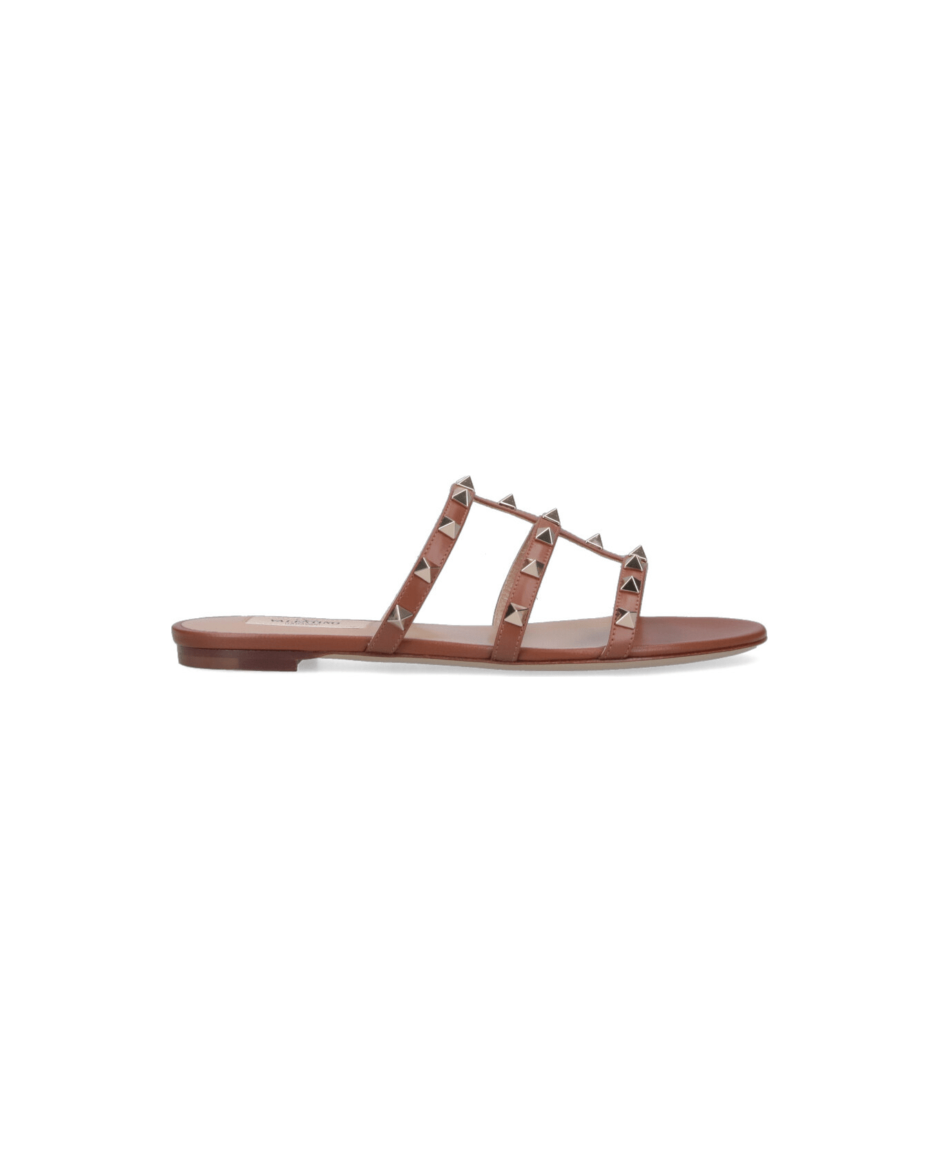 Valentino Garavani 'rockstud' Slide Sandals - Brown