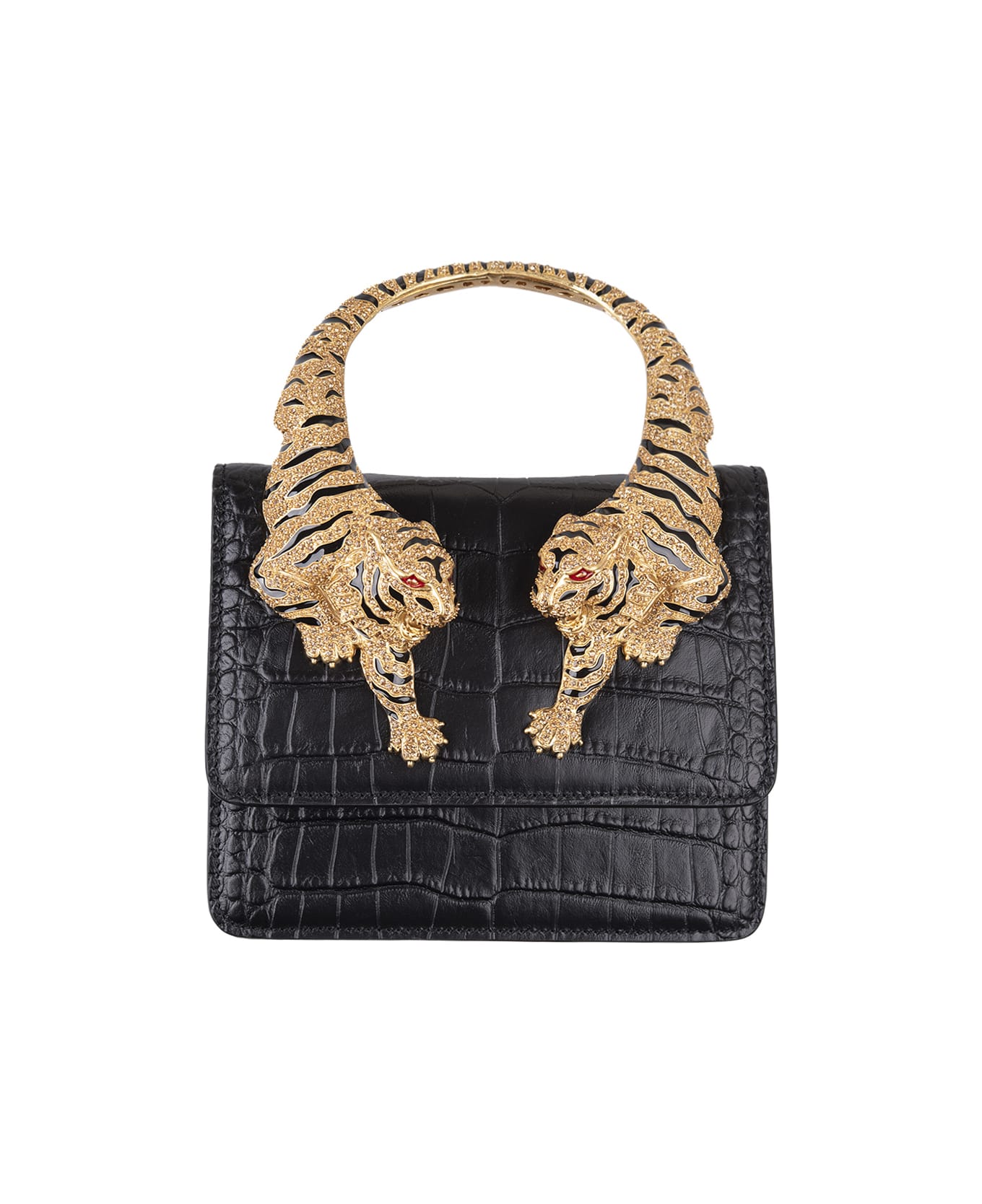 Roberto Cavalli Black Medium Roar clothing Bag With Jewelled Tigers - Black