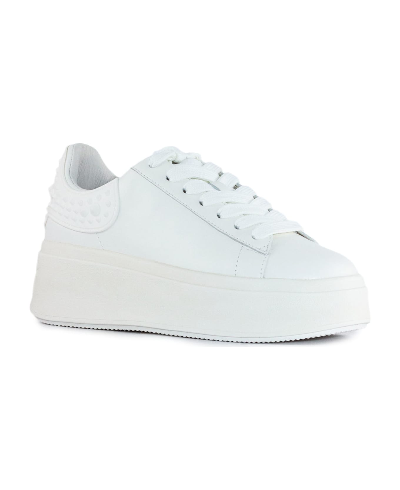 Ash White Calf Leather Moby Sneakers - WHITE