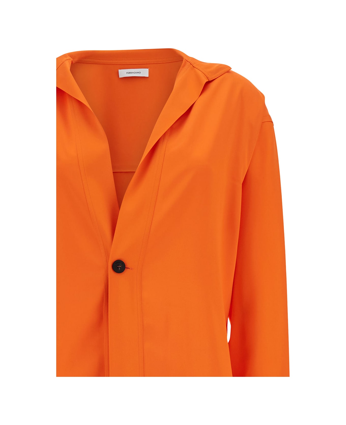 Ferragamo Orange Single-breasted Coat With A Single Button In Stretch Viscose Blend Woman - Orange