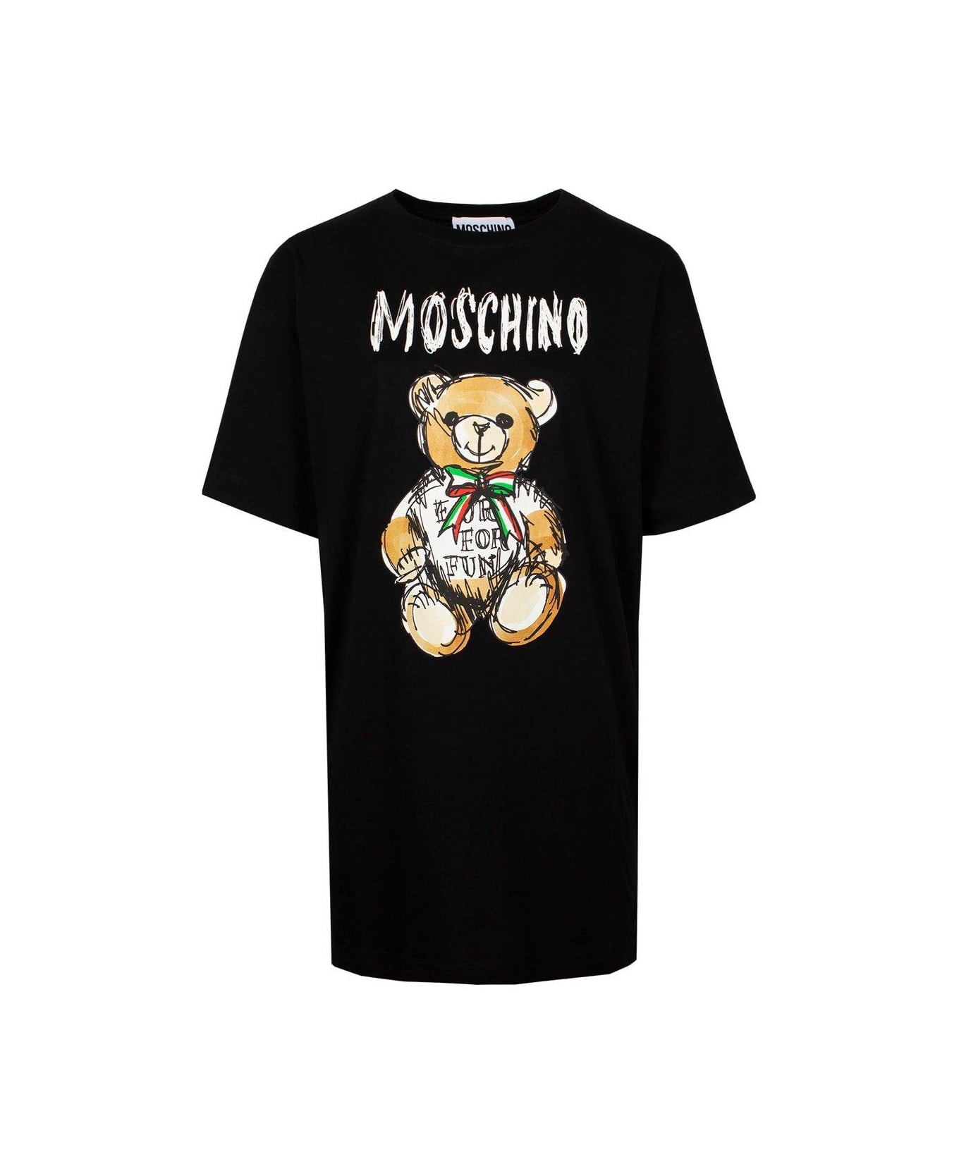 Moschino Teddy Bear Printed T-shirt Dress - Fantasia nero