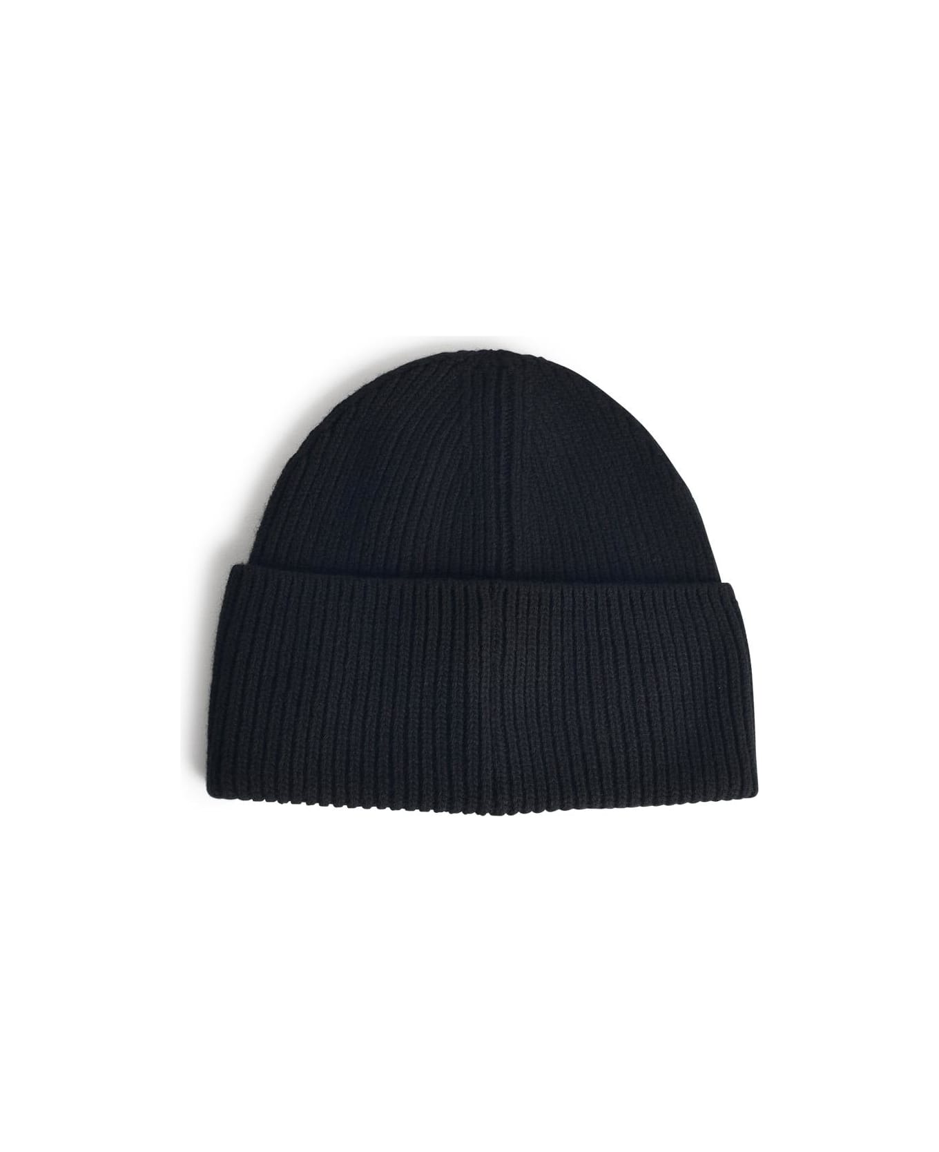 Moncler Black Virgin Wool Beanie - Black