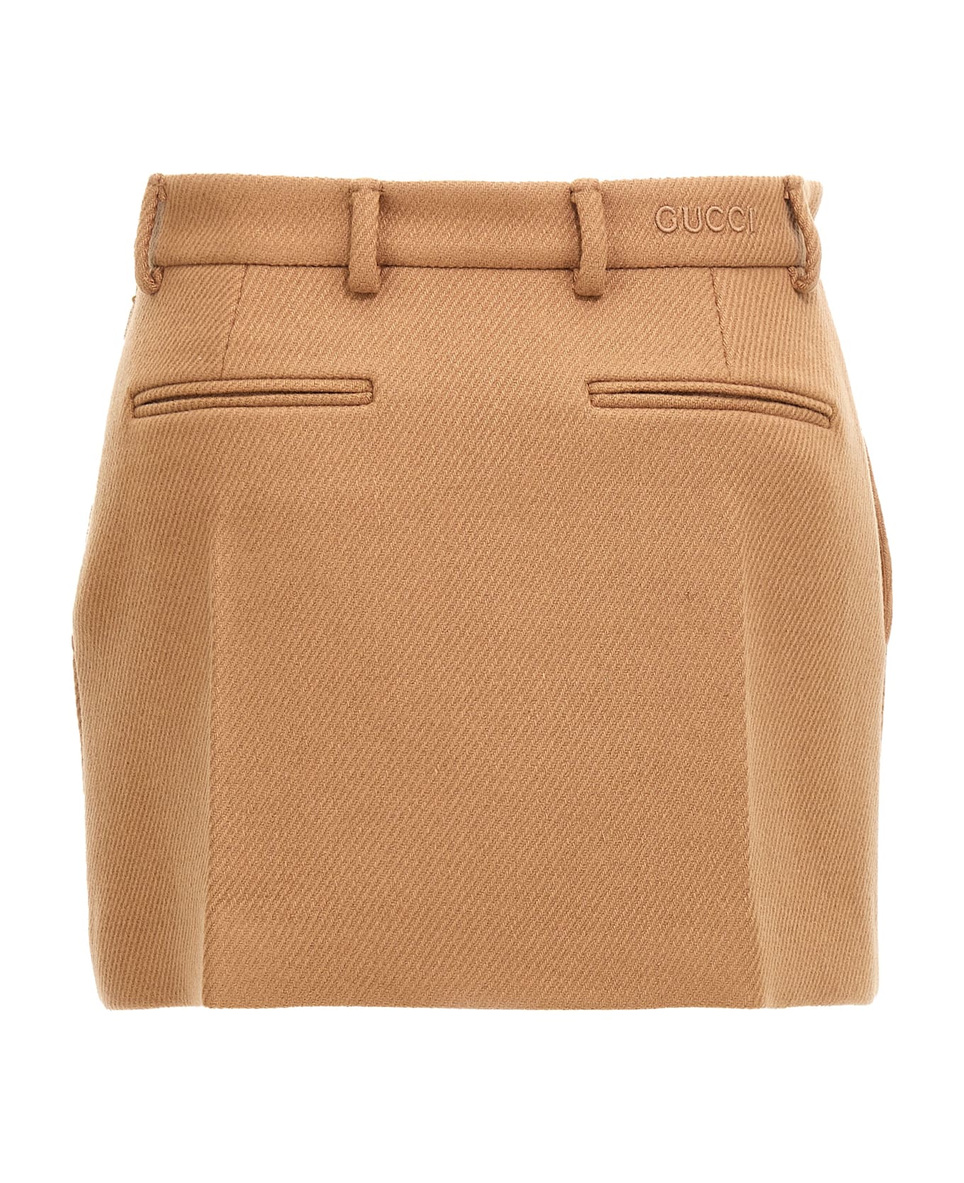 Gucci Logo Embroidery Skirt - Beige