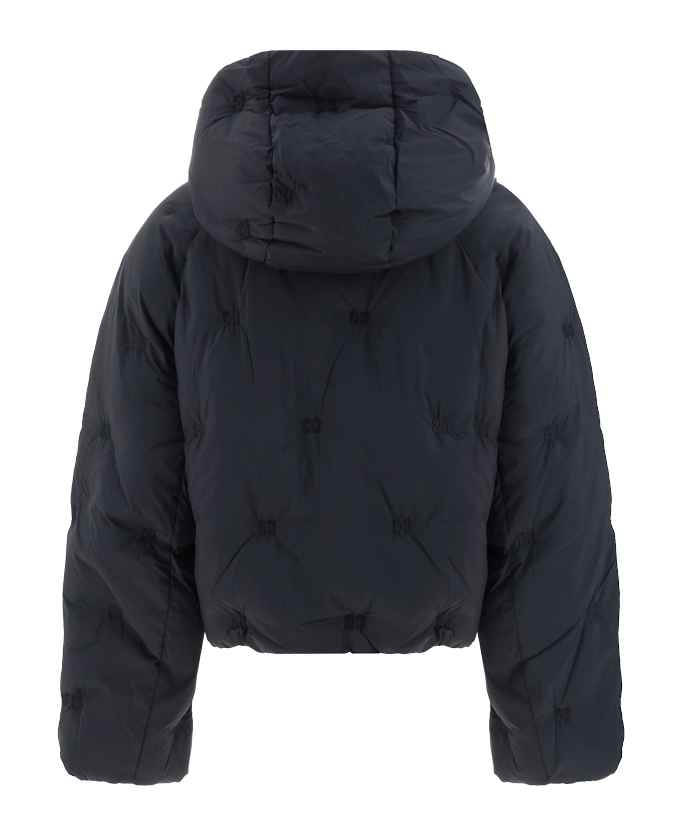 Ganni 'nylon Tech Puffer Short' Down Jacket - Black