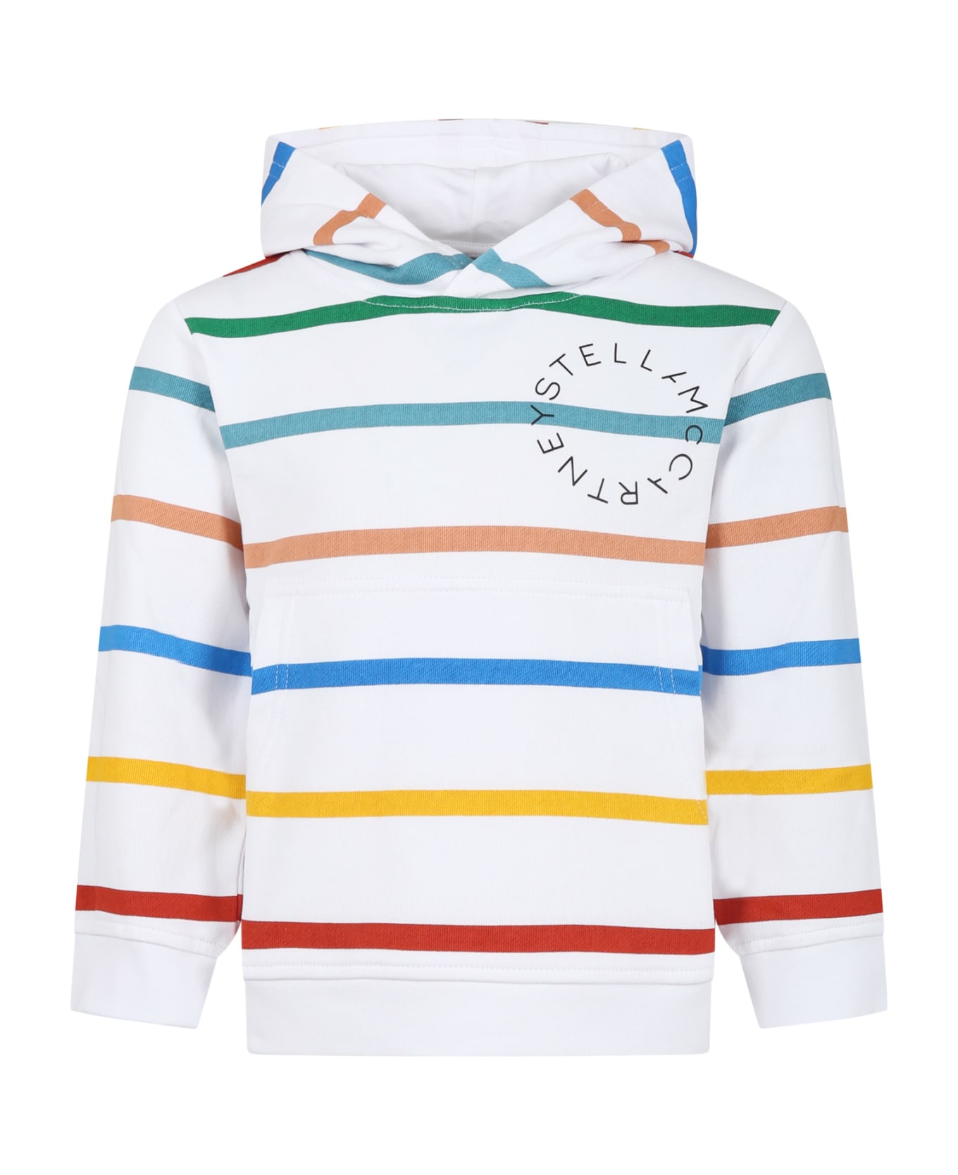 Stella McCartney Kids White Sweatshirt For Kids With Multicolor Stripes - White