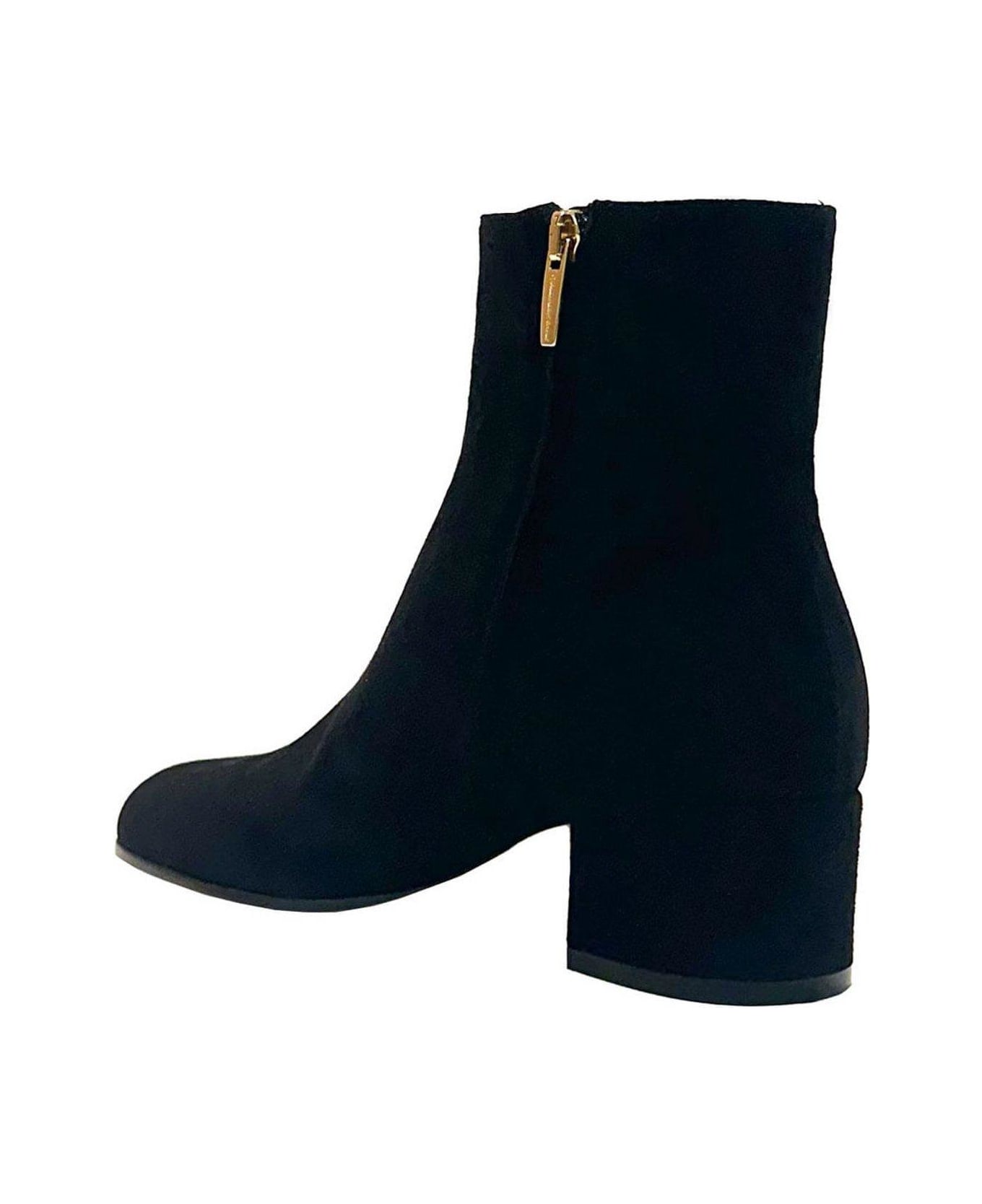 Gianvito Rossi Joelle Round Toe Block Heel Ankle Boots - Nero