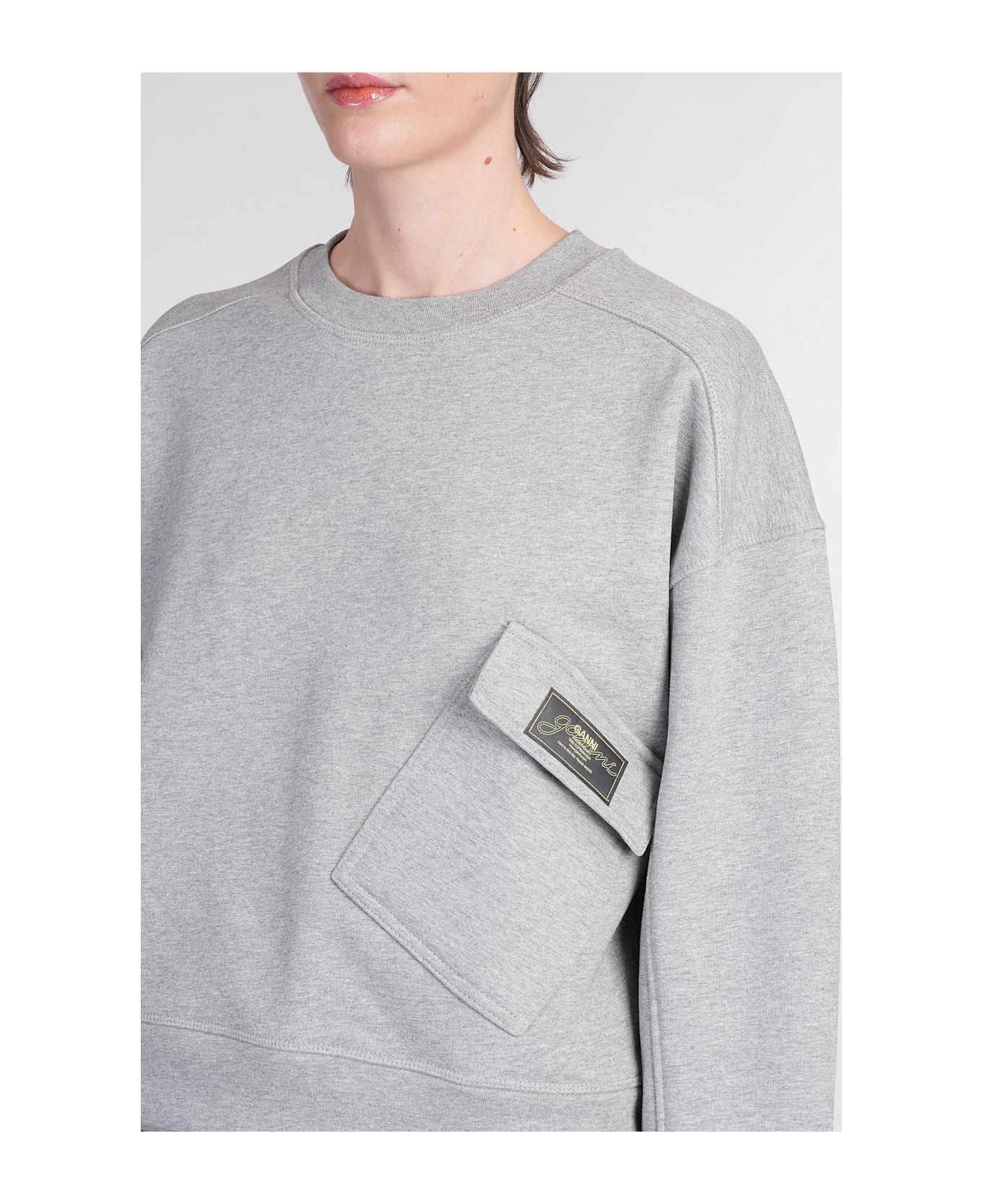 Ganni Sweatshirt In Grey Cotton - grey