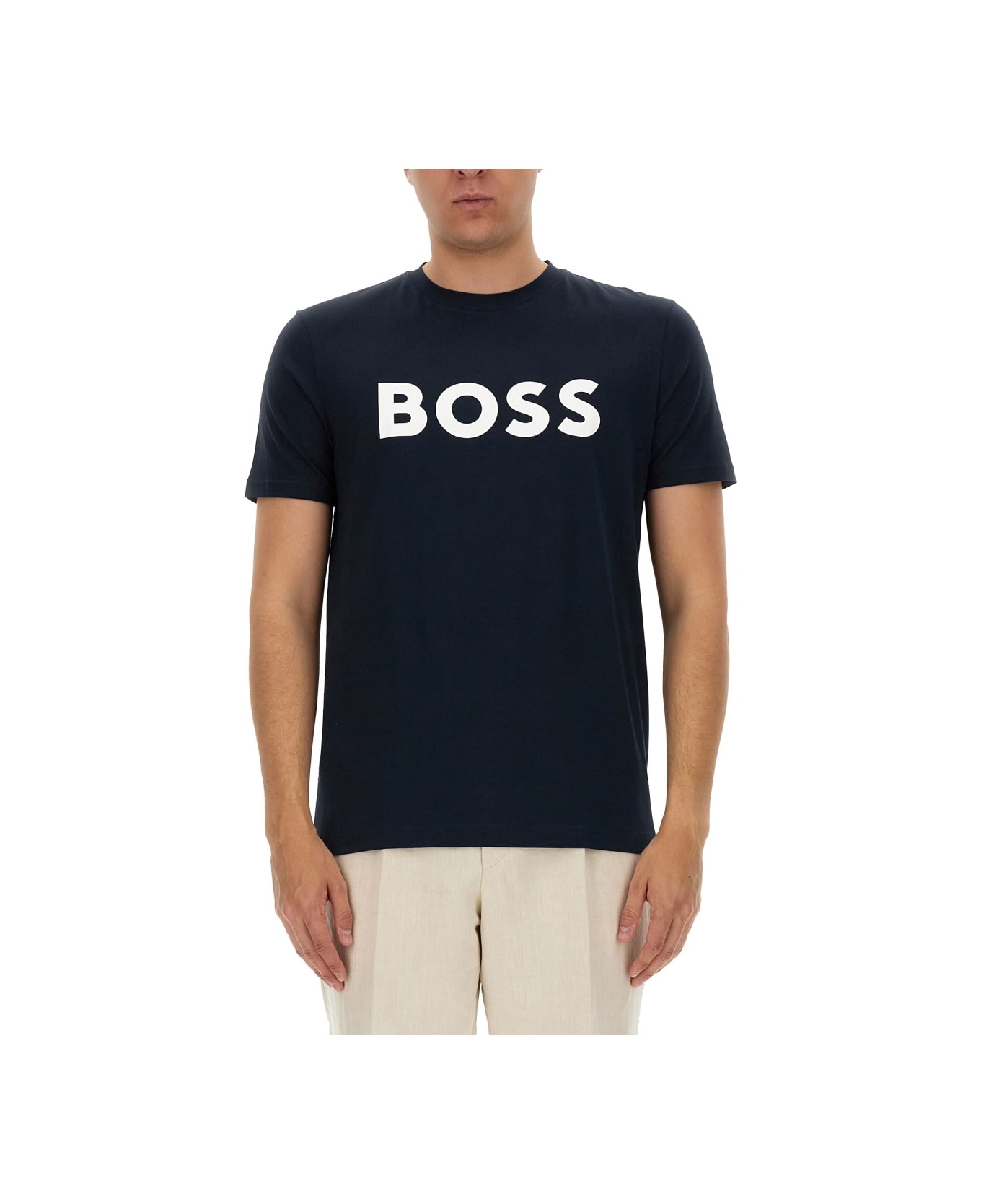 Hugo Boss Logo Print T-shirt - BLUE