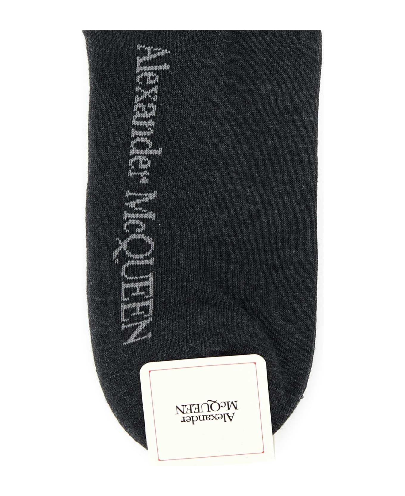 Alexander McQueen Graphite Stretch Cotton Blend Socks - BLACKMEDIUMGREY