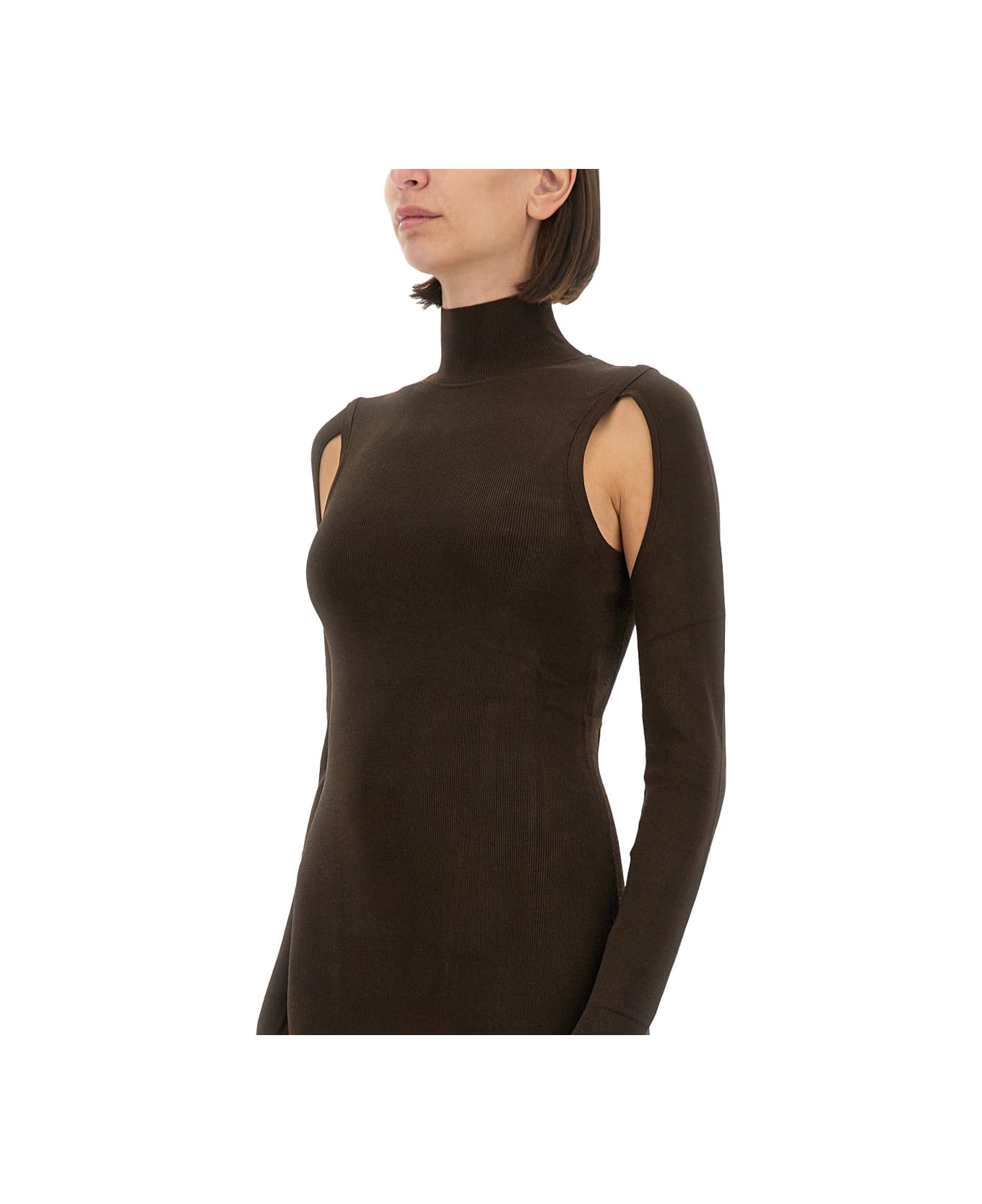 Helmut Lang Air Turtleneck Dress - DARK BROWN