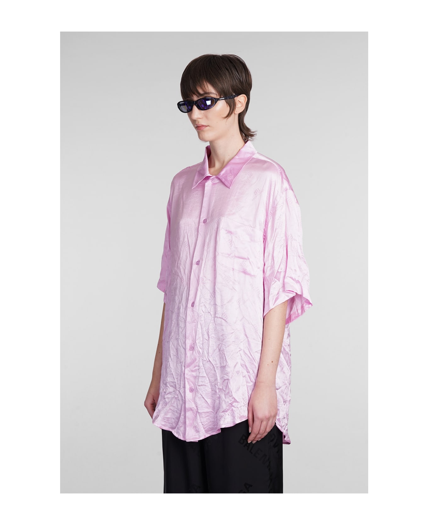 Balenciaga Shirt In Rose-pink Silk - rose-pink