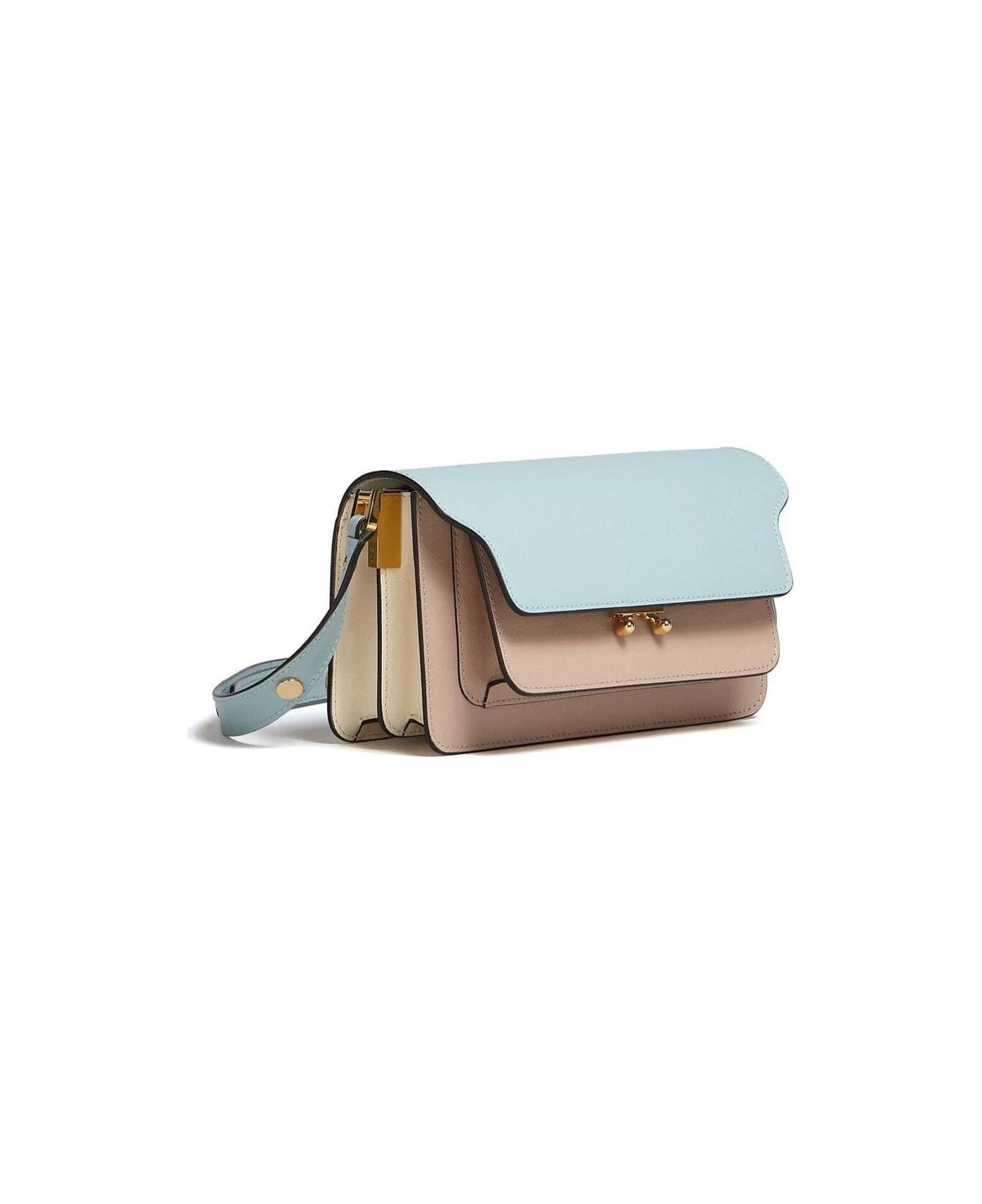 Marni Pink And Light-bluetrunk Crossbody Bag In Saffiano Leather Woman - Multicolor