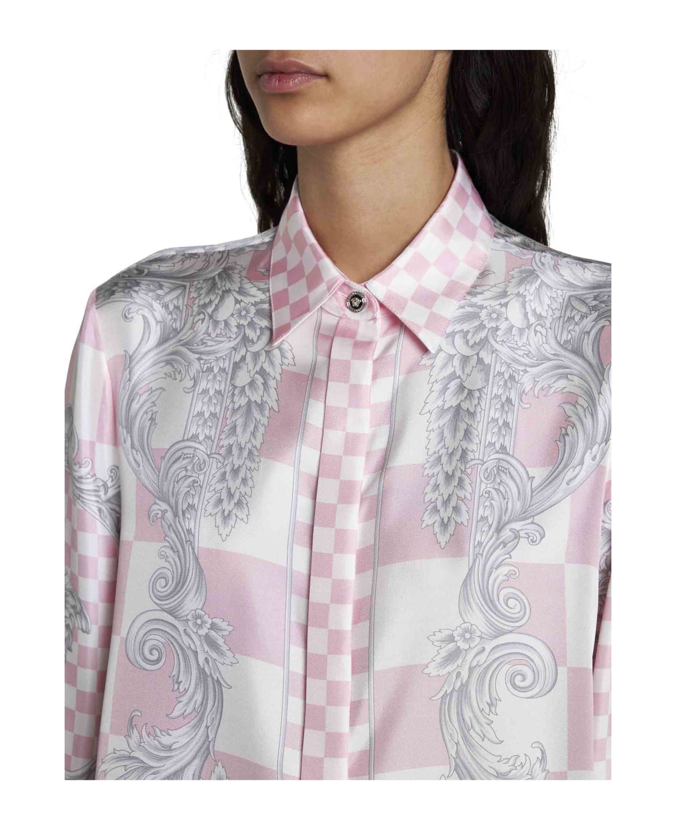 Versace Shirt - Pastel pink + white + silver