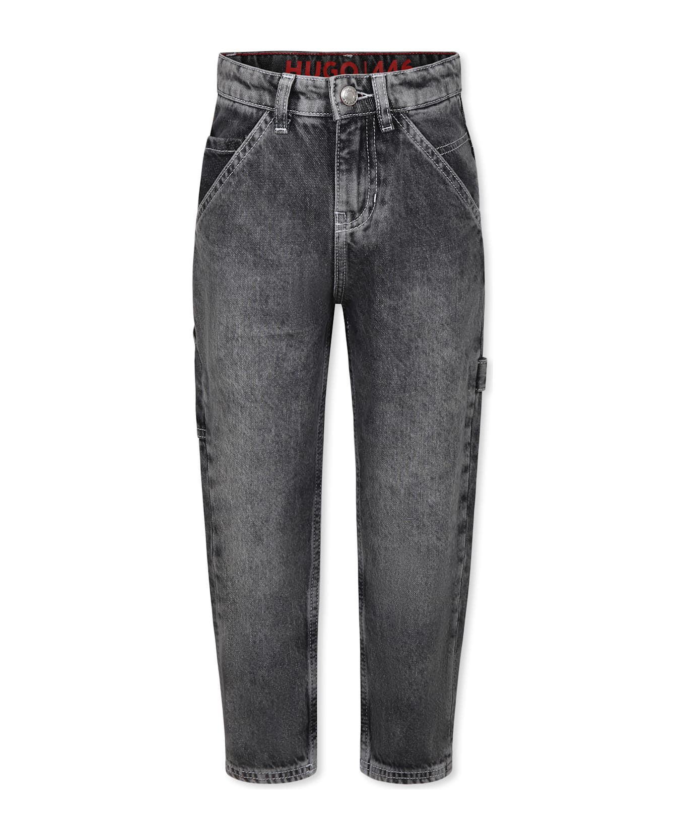Hugo Boss Grey Jeans For Boy With Logo - Grey