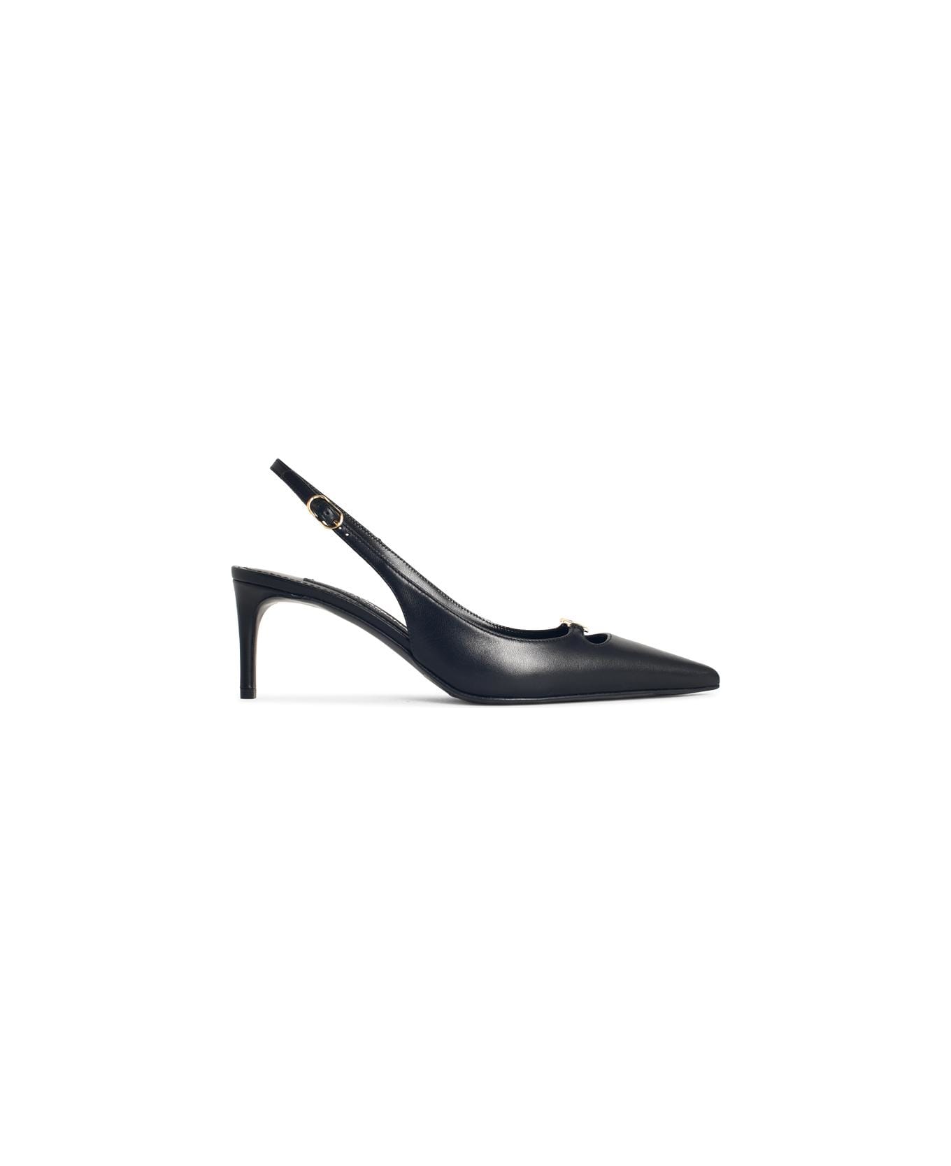 Dolce 
Gabbana Black Leather Slingbacks - Nero