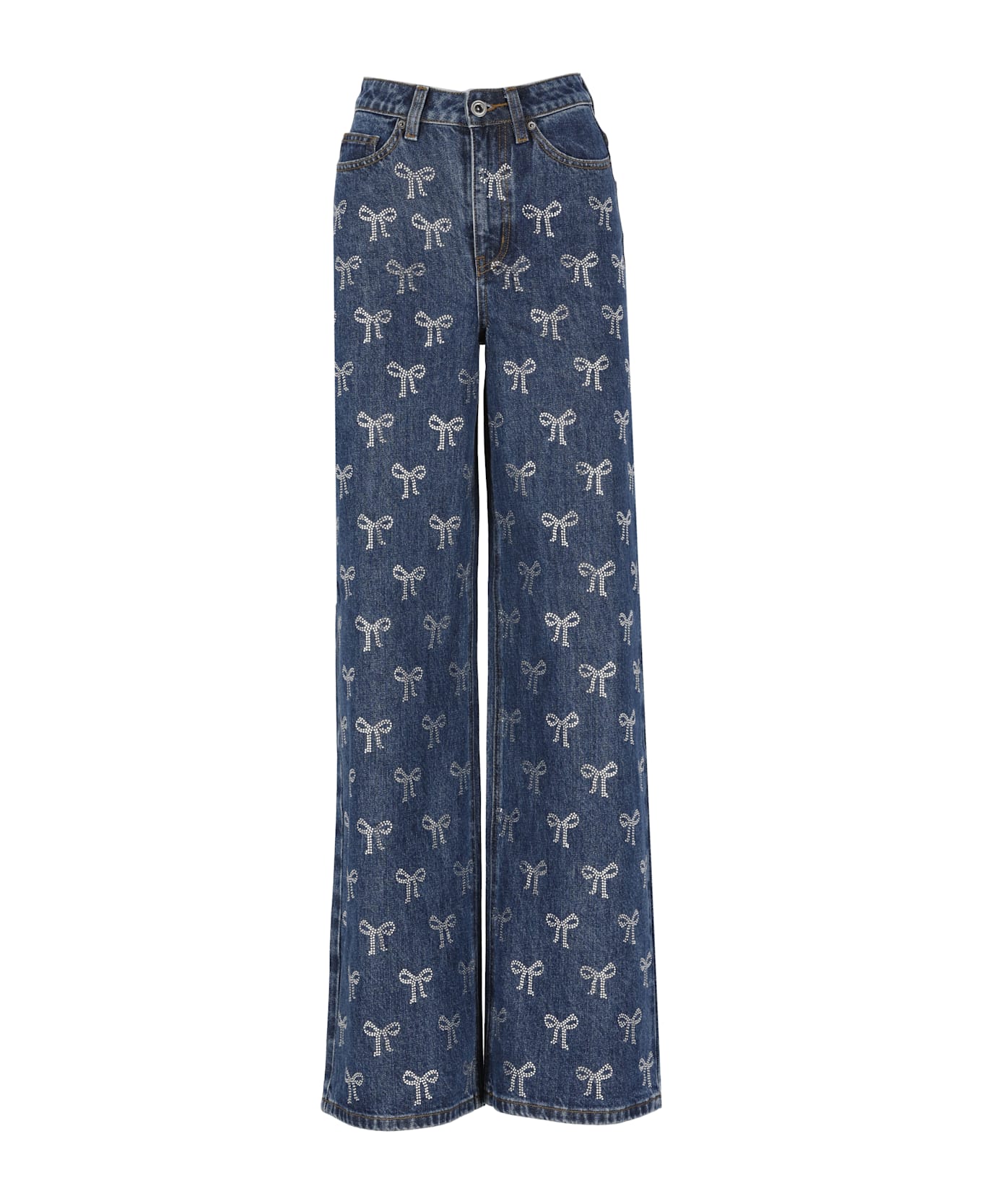 self-portrait Jeans With Rhinestones - Blue