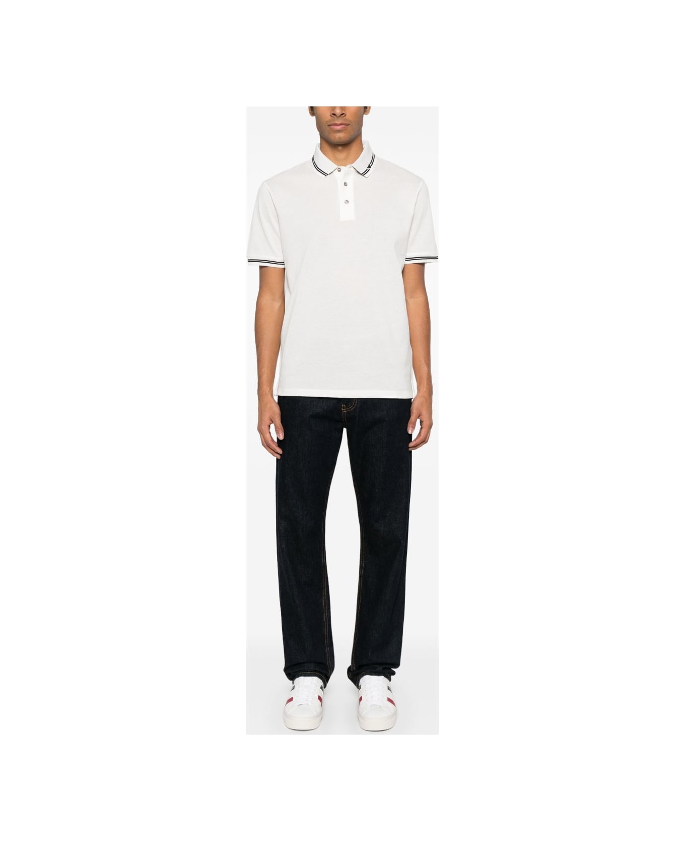 Emporio Armani Logo Cotton Polo Shirt - White