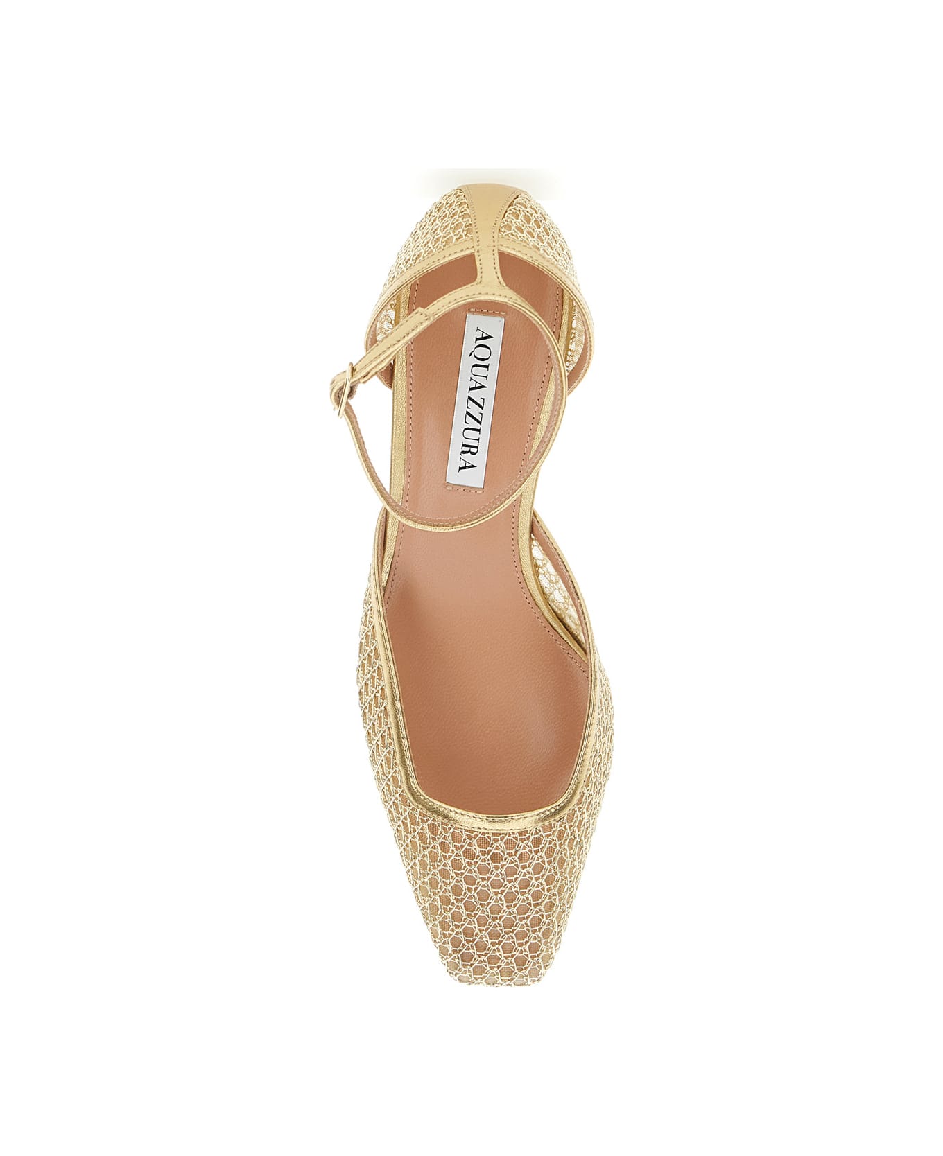 Aquazzura 
asha
 Metallic Pumps With Low Block Heel In Mesh Woman - Metallic