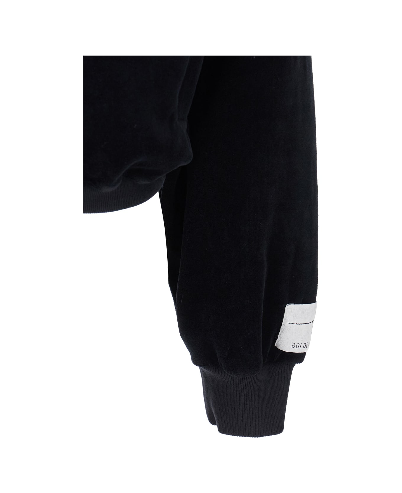 Golden Goose Black Sweatshirt With Fixed Hood And Logo Patch On The Sleeve In Cotton Blend Woman - Black