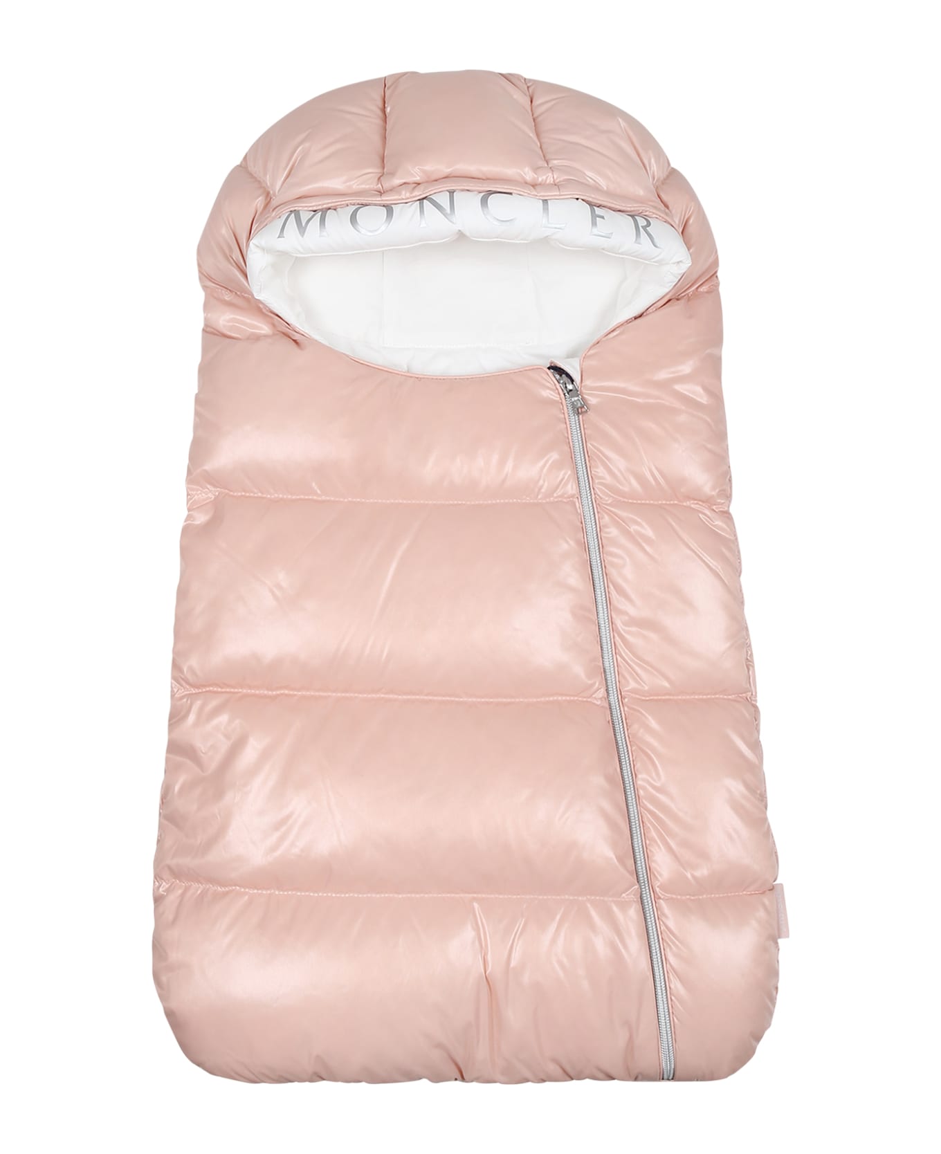 Moncler Pink Sleeping Bag For Baby Girl With Logo - Pink