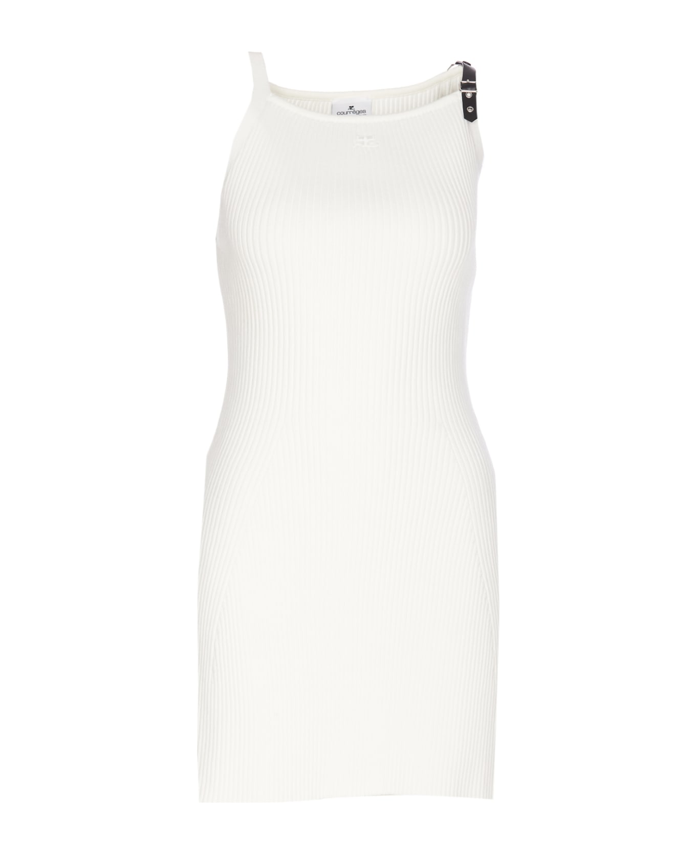 Courrèges Logo Knit Dress - White