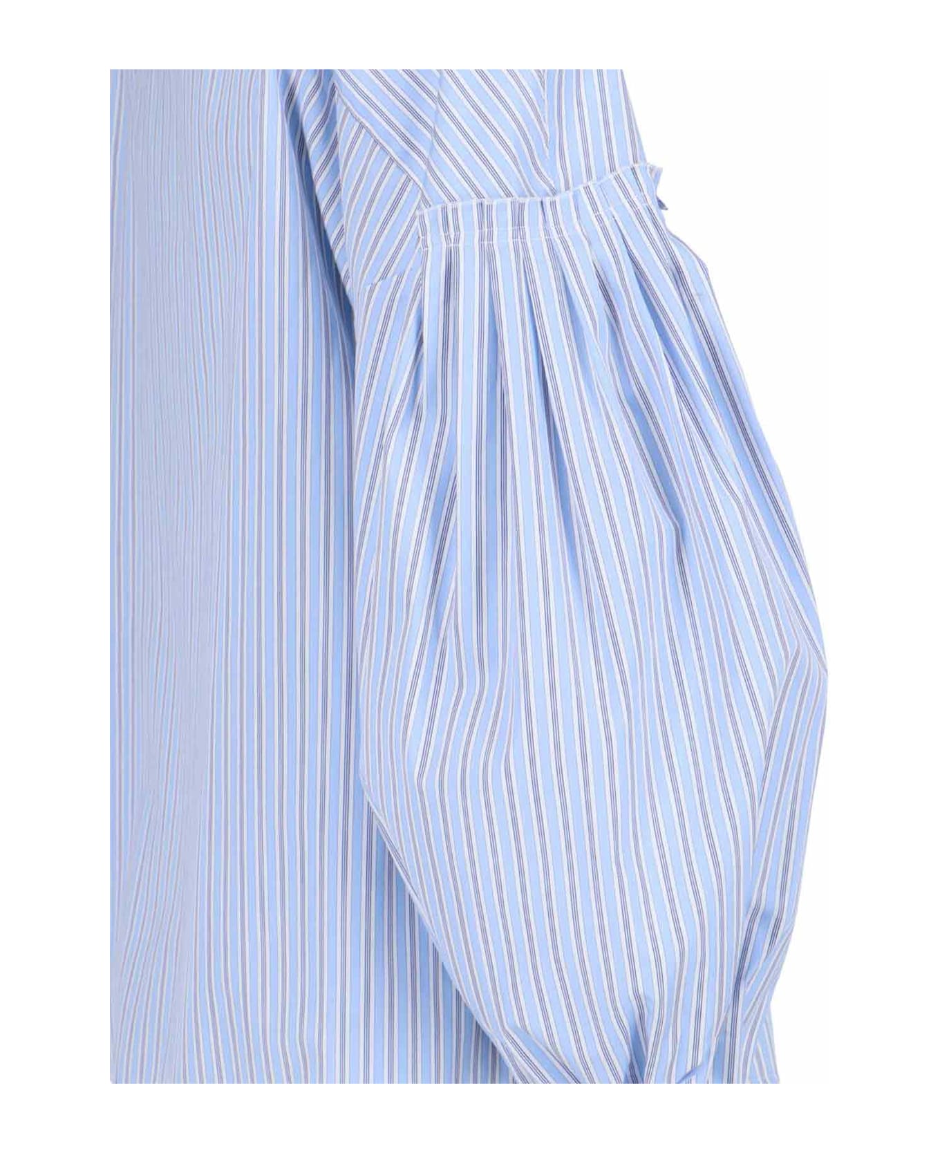 The Seafarer 
lena
 Striped Ruffled Shirt - Light Blue
