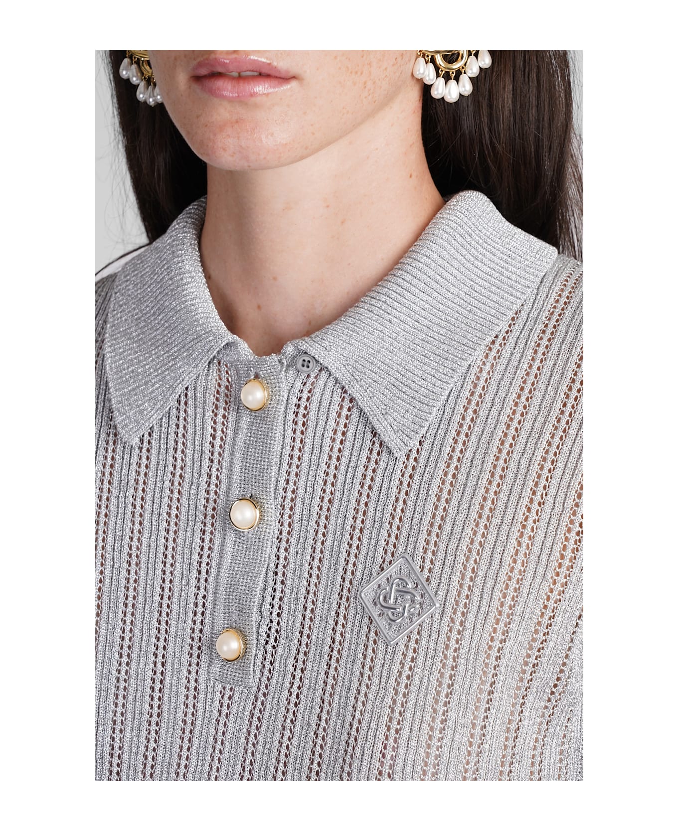 Casablanca Polo In Grey Viscose - Grey