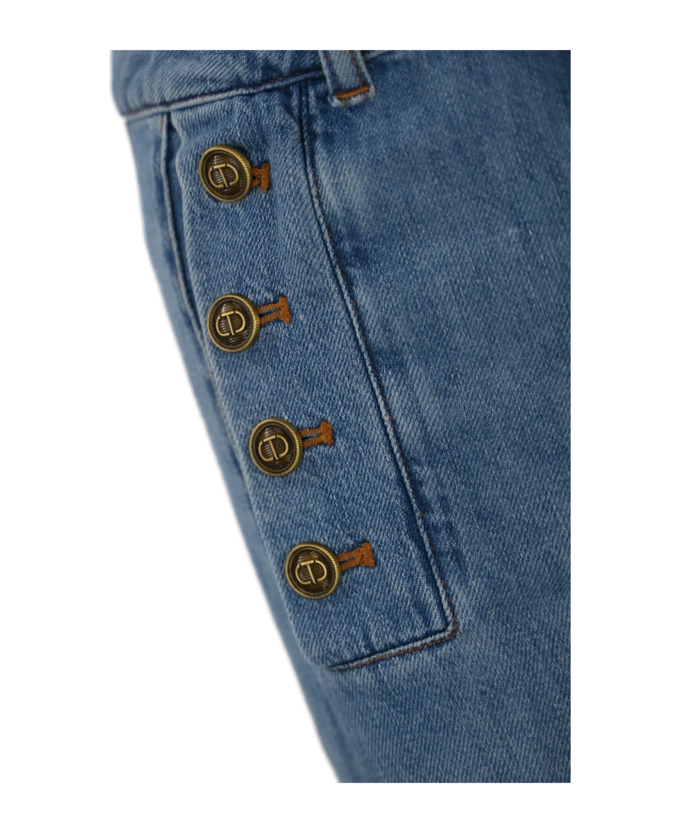 TwinSet Flared Jeans With Buttons - Azzurro