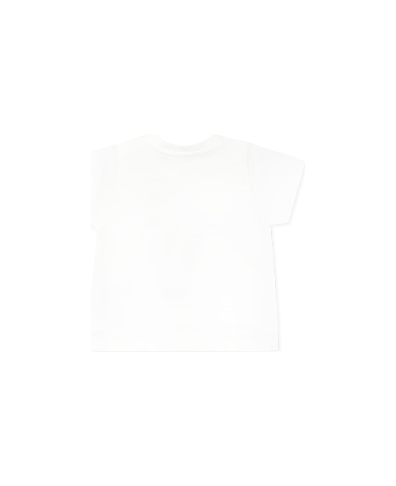 Gucci White T-shirt For Baby Girl With Gg Cross And Web Motif - White
