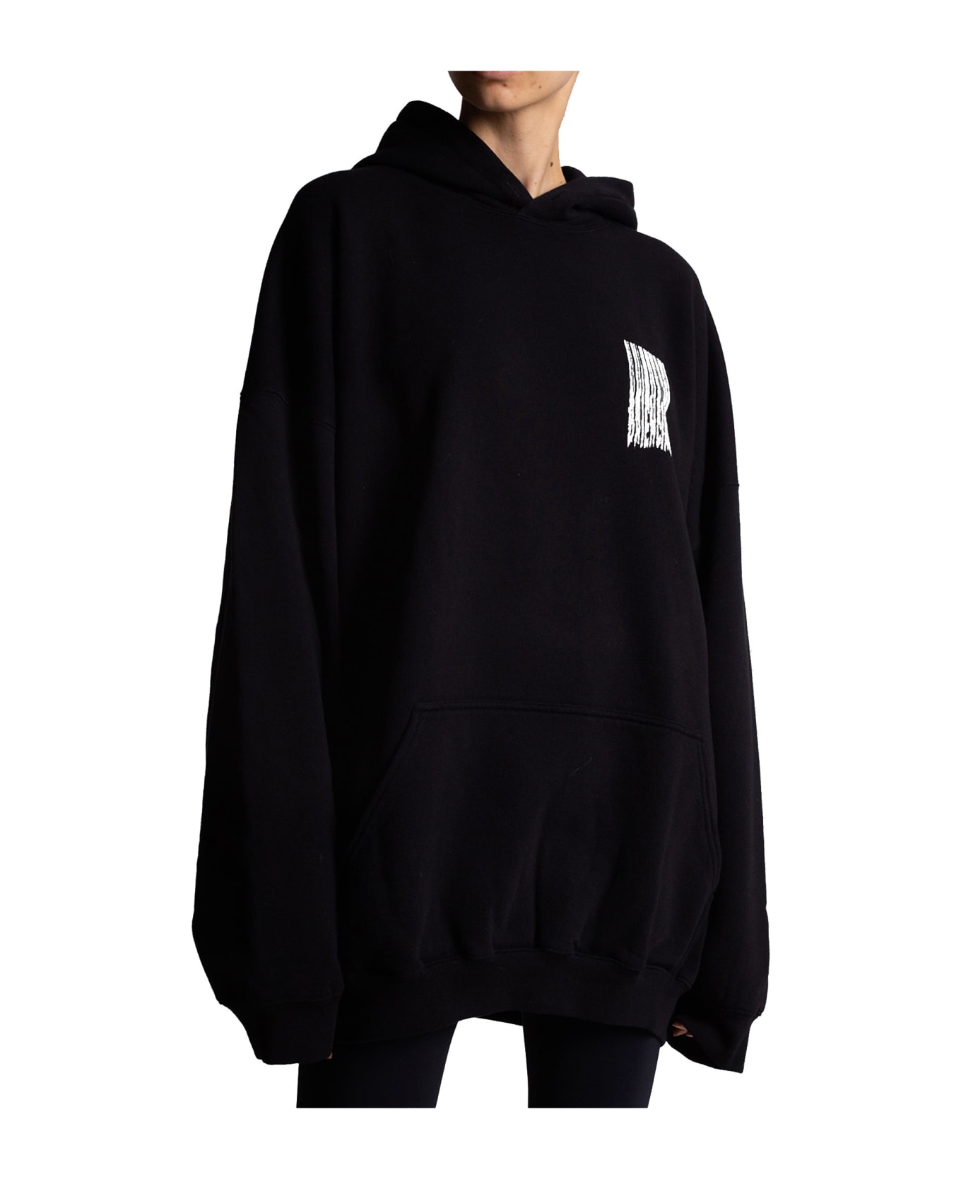 Balenciaga Logo Hooded Sweatshirt - Black フリース